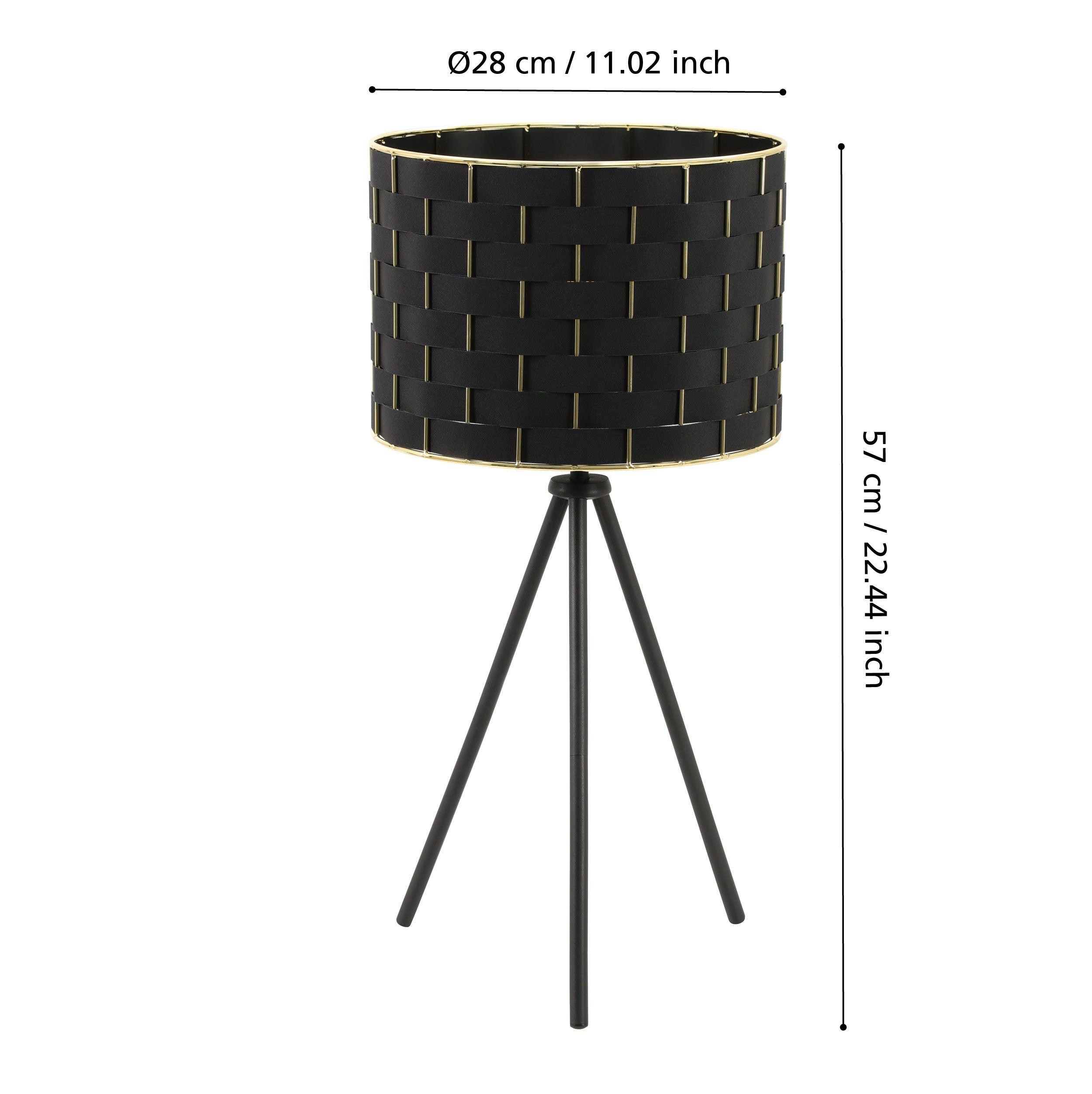 eglo marasales black interwoven fabric tripod table lamp living room close up