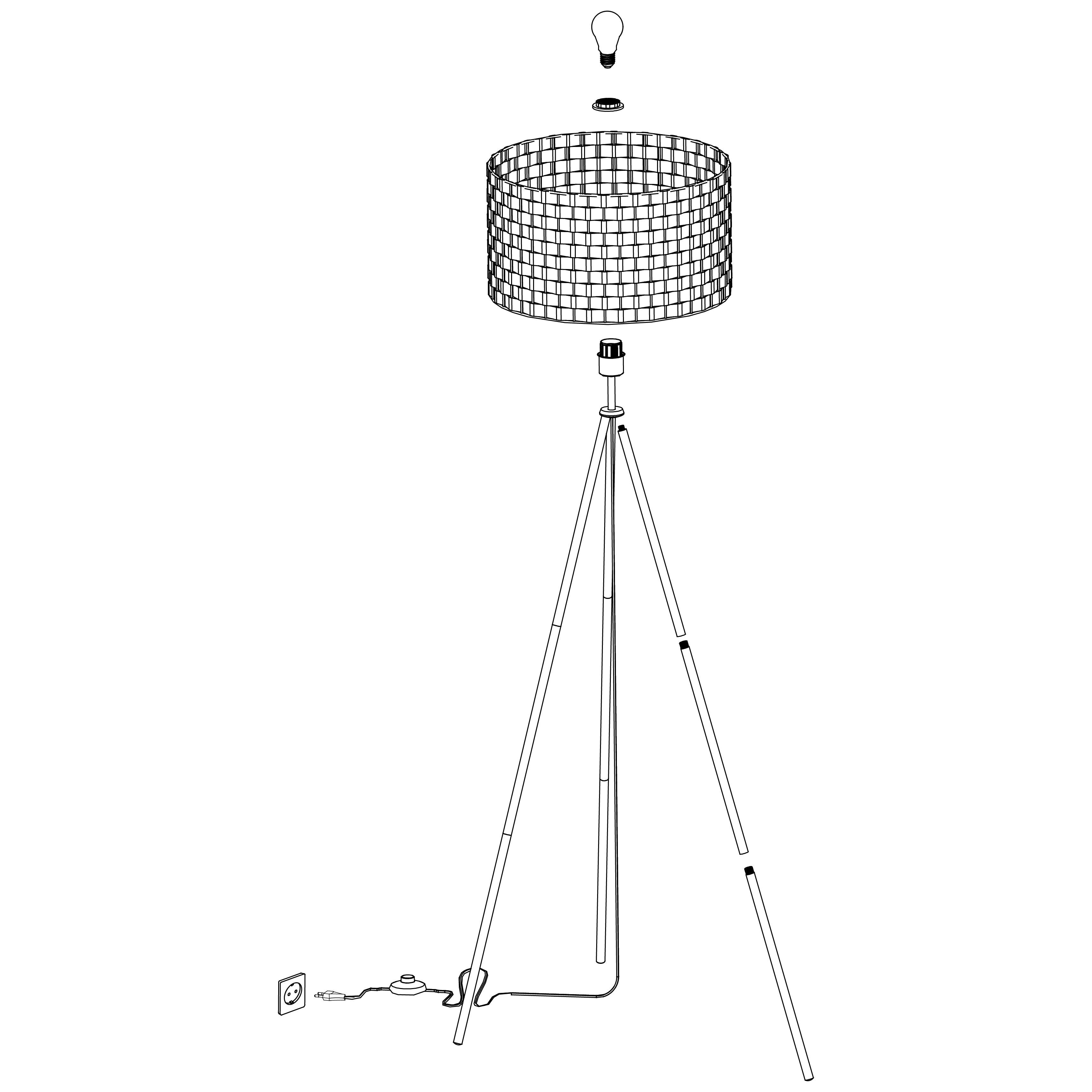 eglo marasales black tripod floor lamp with brass fabric shade Kitchen Lighting Close Up