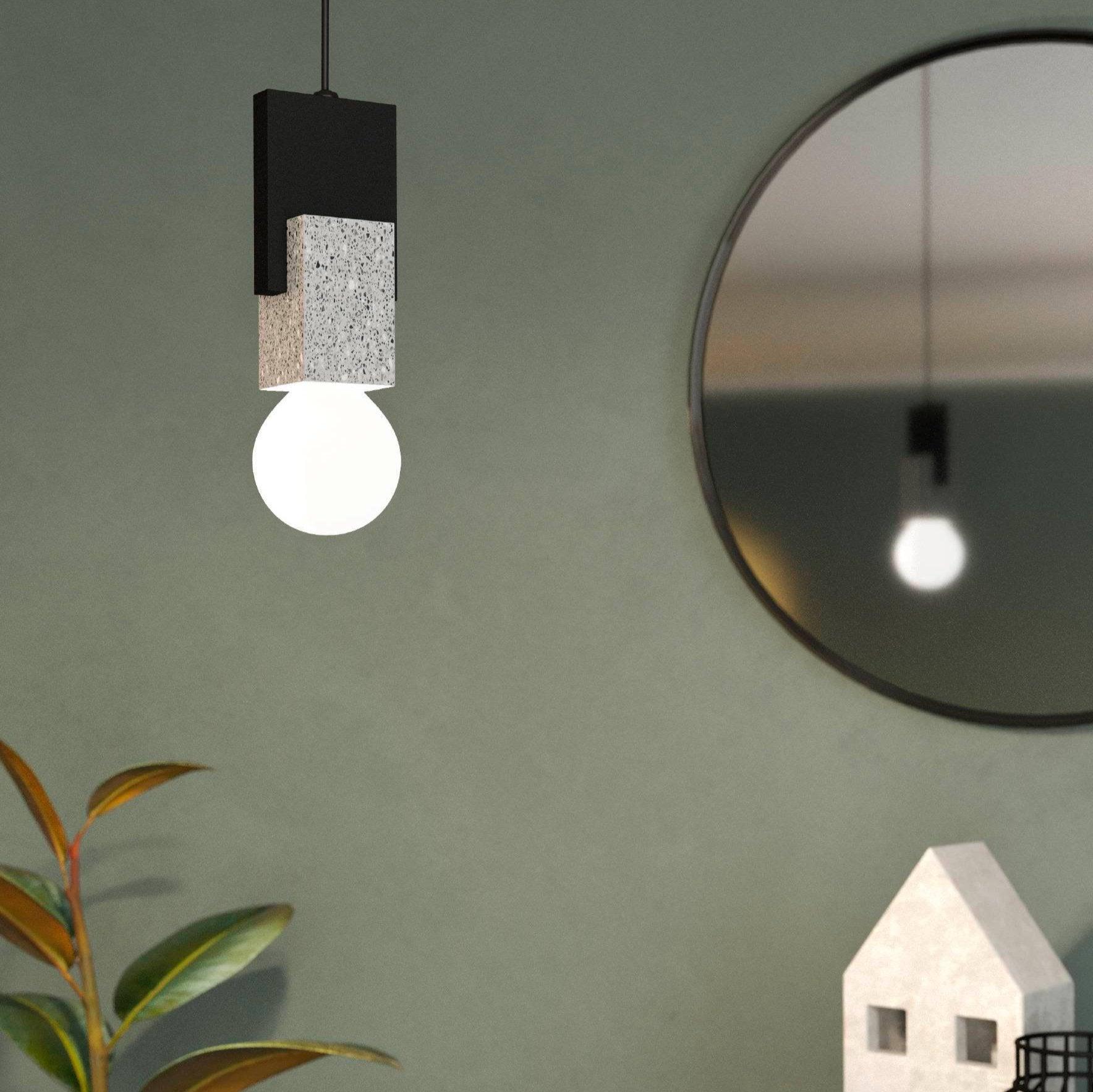 eglo lobatia black grey terrazzo cable pendant