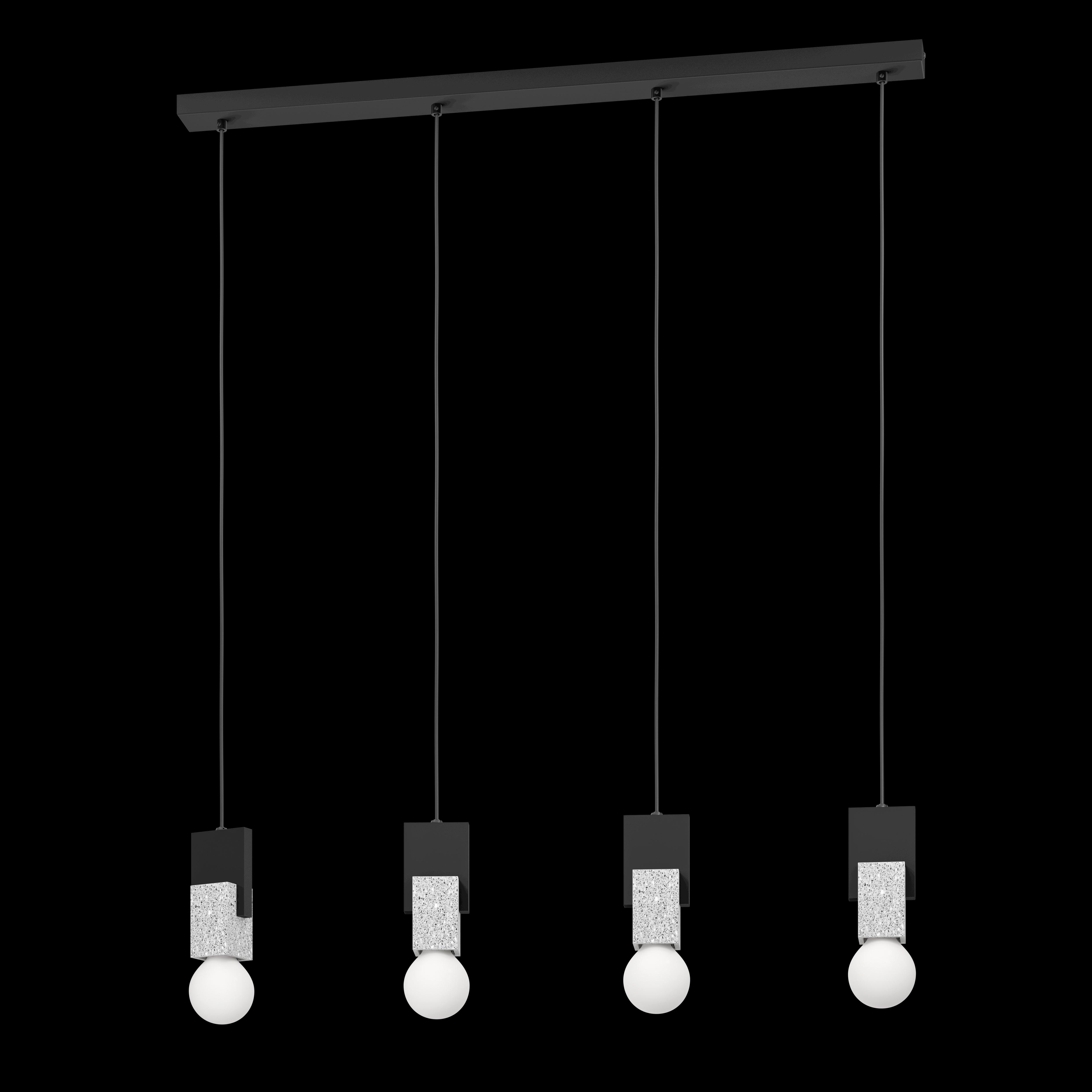 eglo lobatia 4 light black grey terrazzo cable pendant living room close up