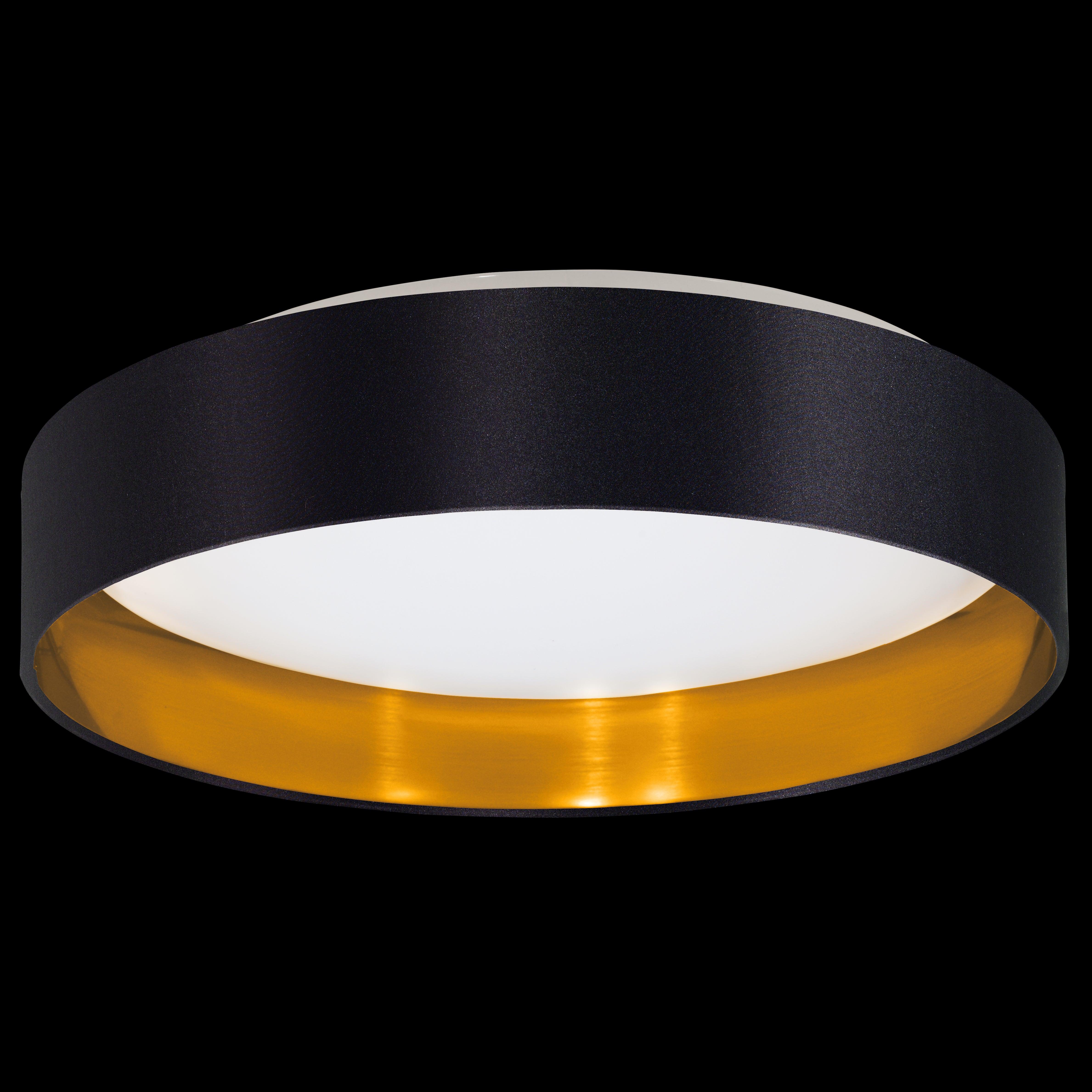 eglo maserlo 2 round black gold fabric flush ceiling light living room image