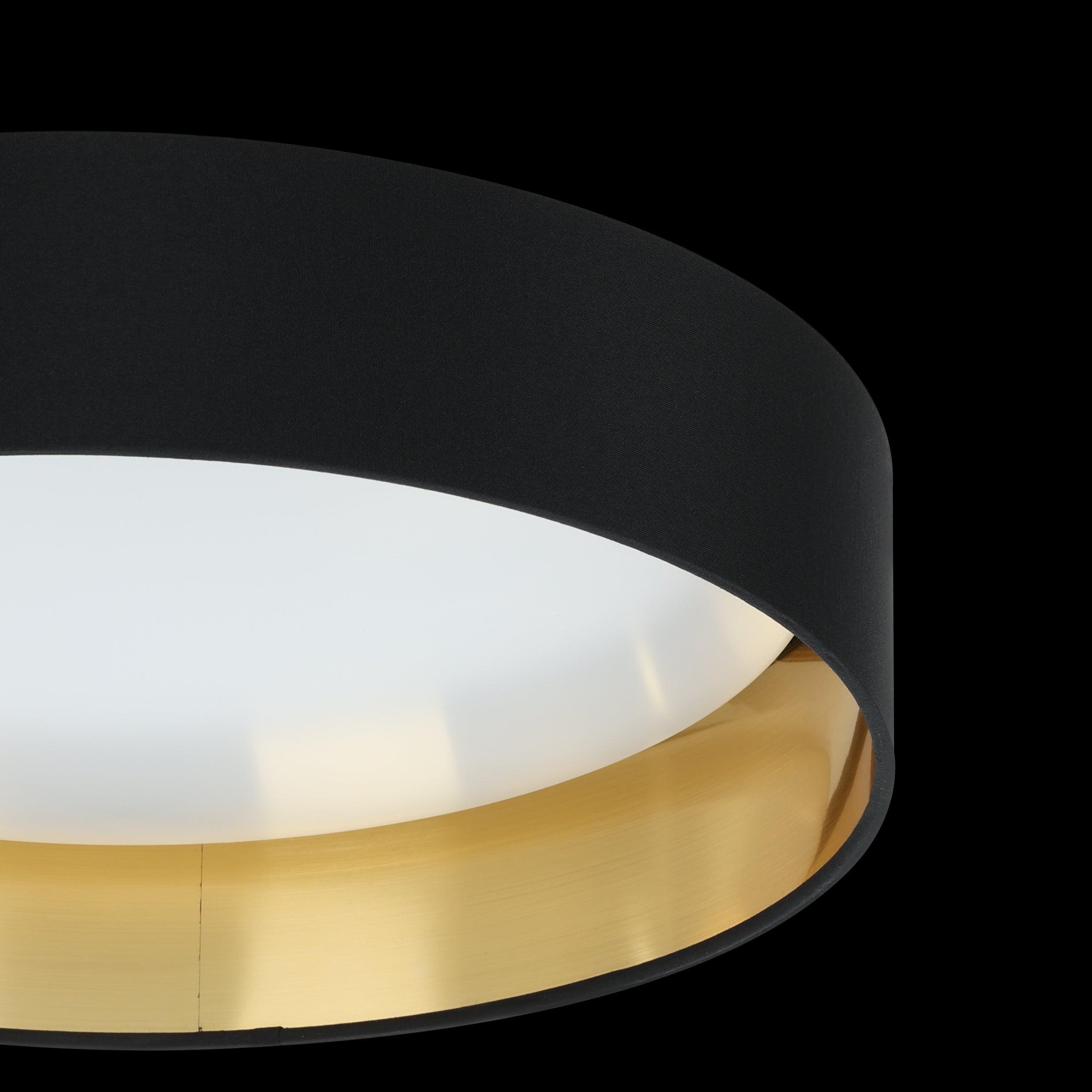 eglo maserlo 2 round black gold fabric flush ceiling light kitchen lighting