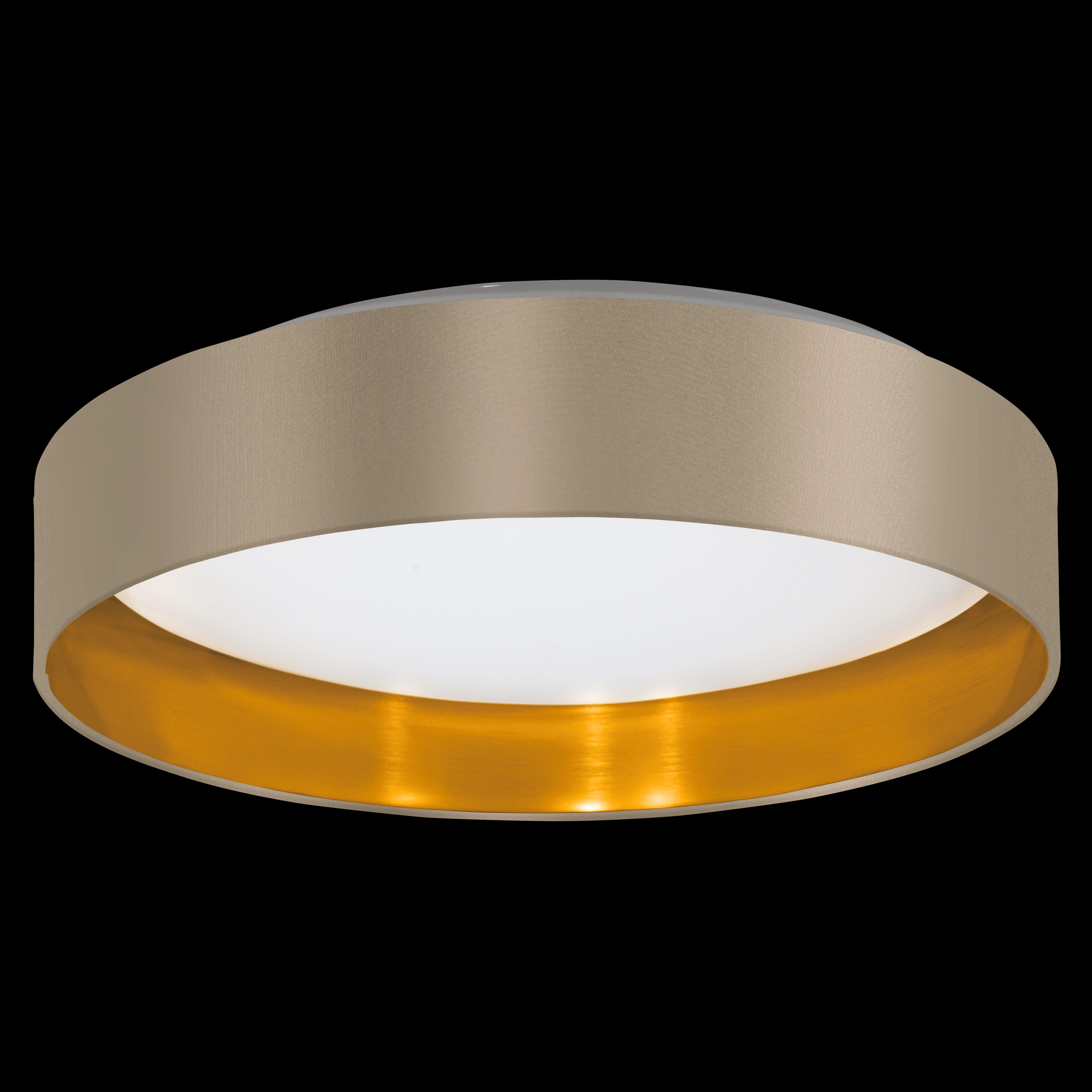 eglo maserlo 2 round taupe gold fabric flush ceiling light