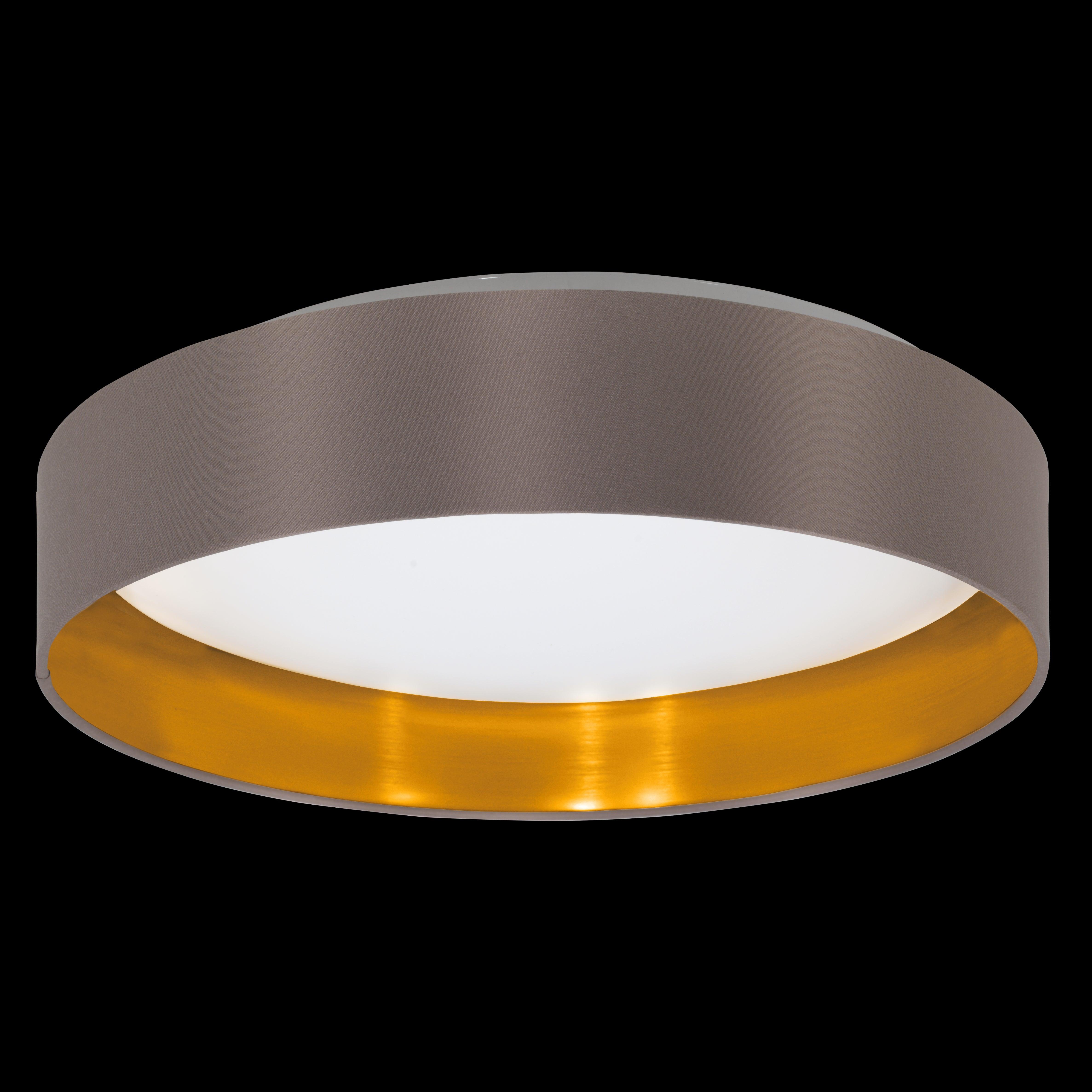 eglo maserlo 2 round cappuccino gold fabric flush ceiling light living room image