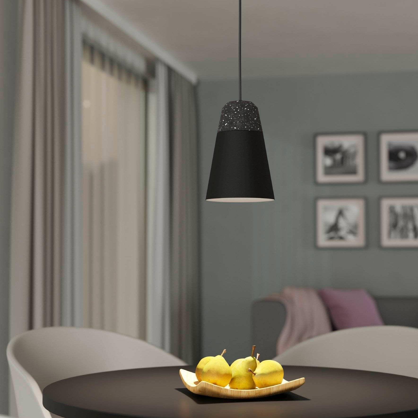 eglo canterras black dark grey conical metal pendant