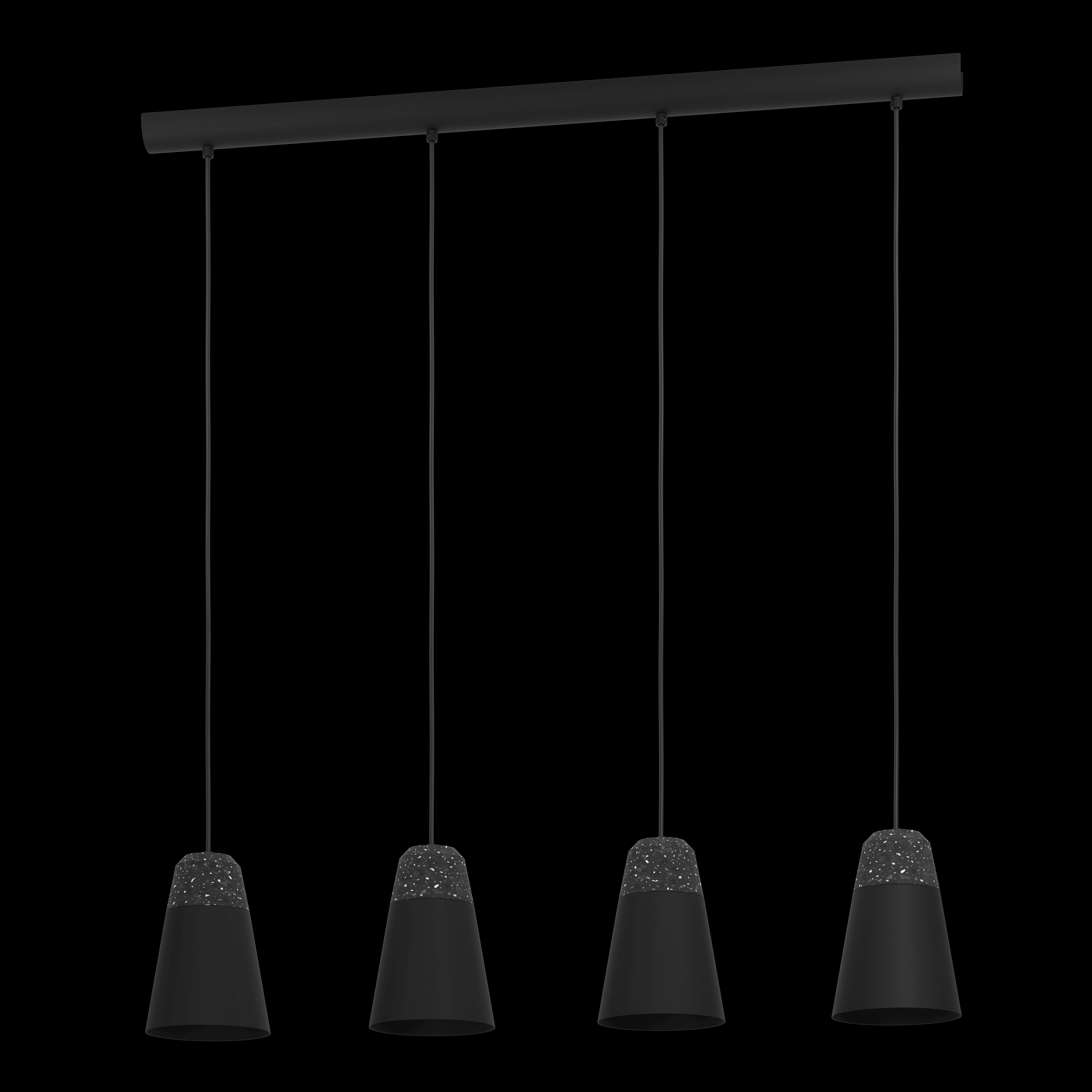 eglo canterras 4 light black dark grey conical metal pendant living room close up