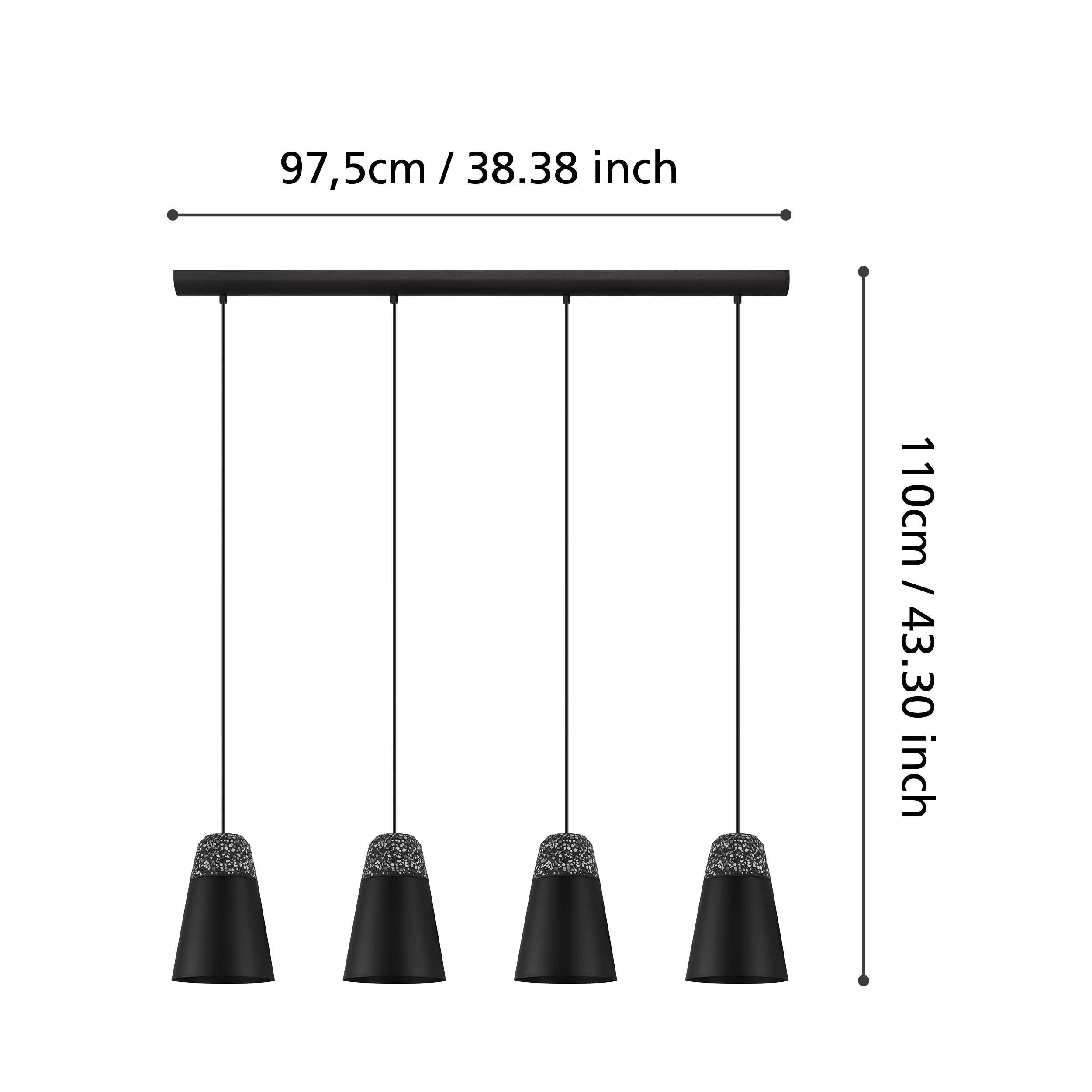 eglo canterras 4 light black dark grey conical metal pendant kitchen lighting