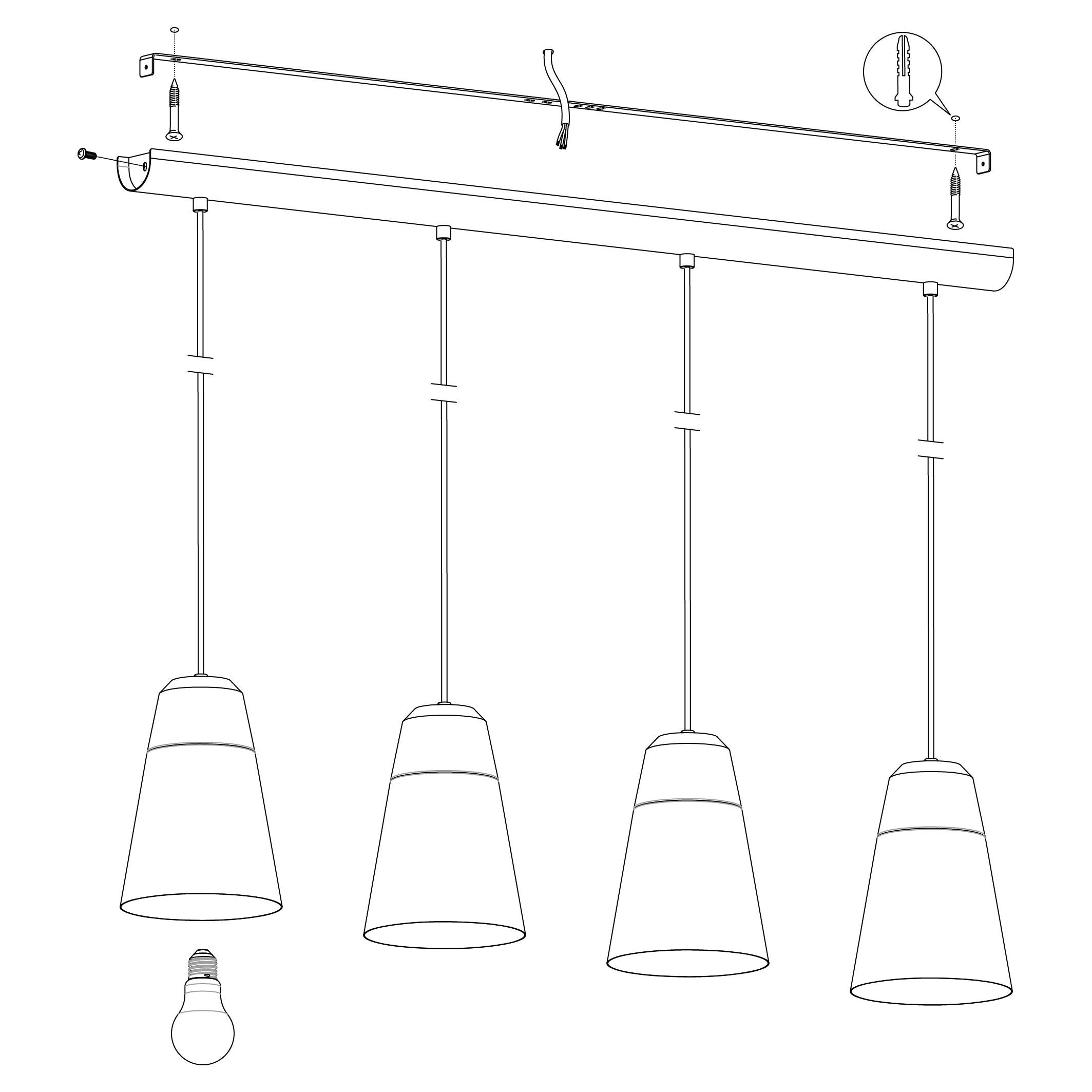 eglo canterras 4 light black dark grey conical metal pendant Kitchen Lighting Close Up