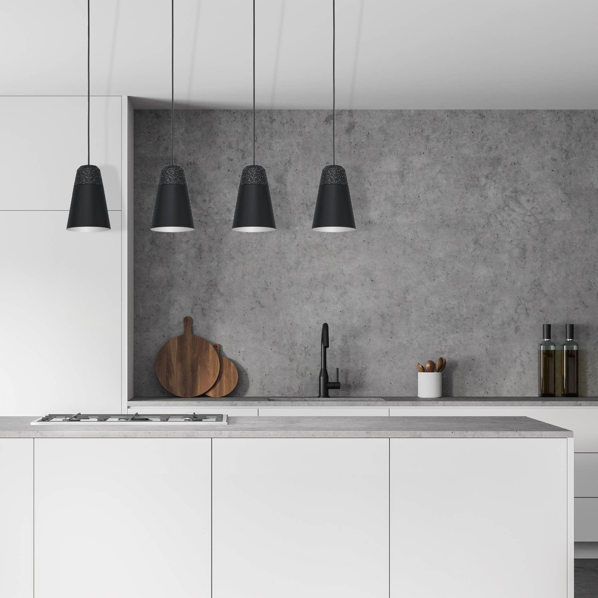 eglo canterras 4 light black dark grey conical metal pendant