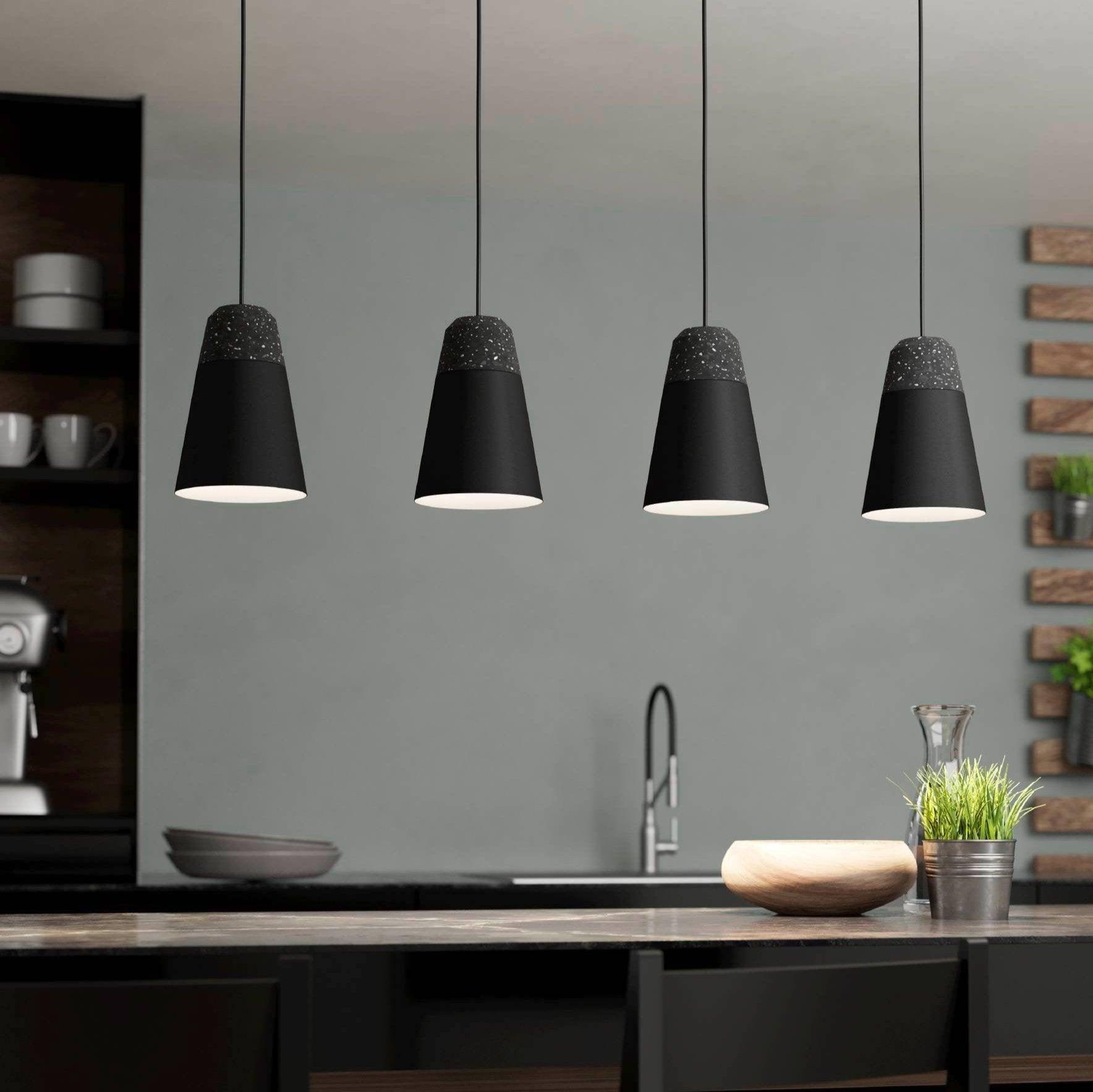 eglo canterras 4 light black dark grey conical metal pendant living room image