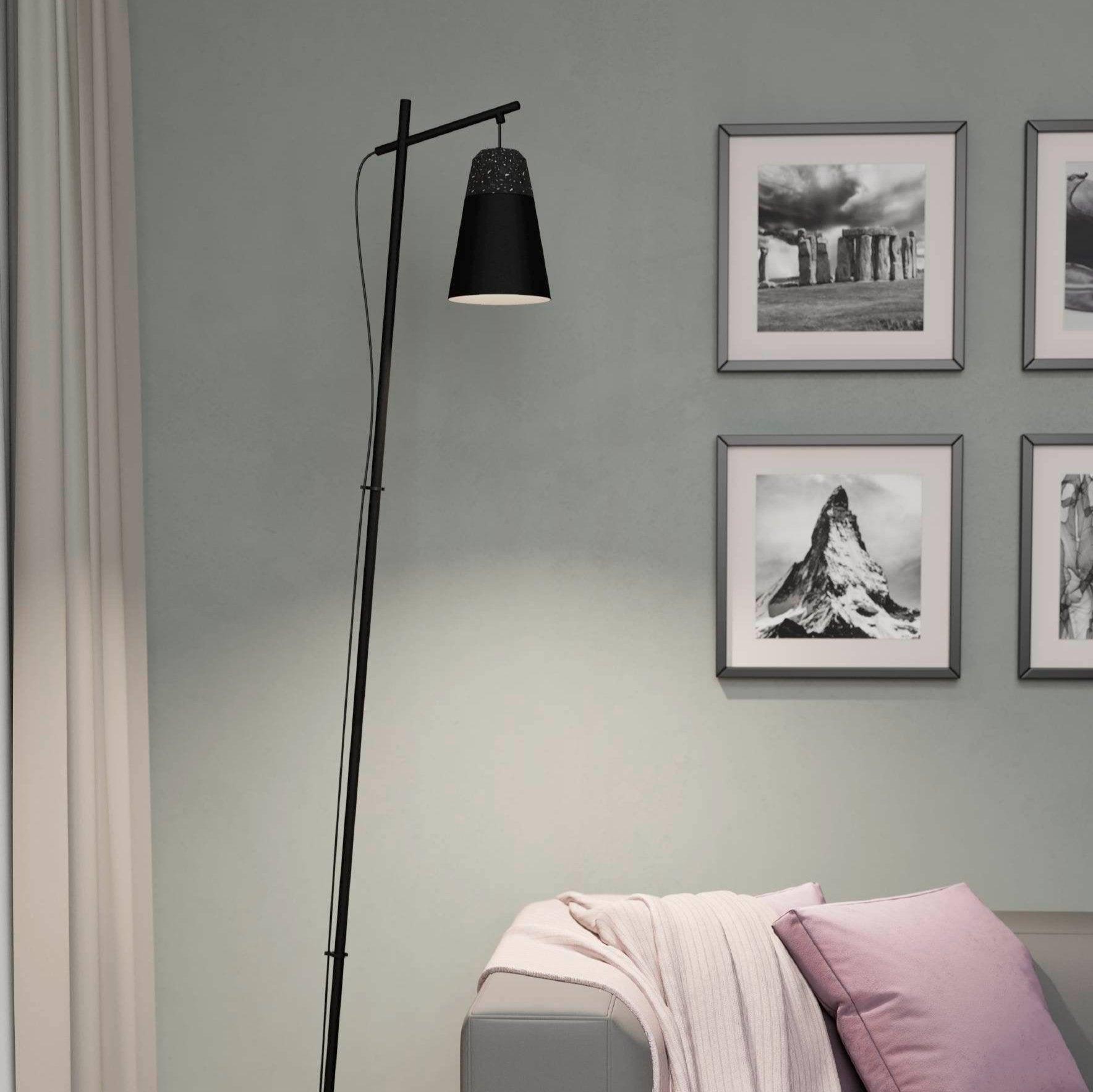 eglo canterras black floor lamp with conical metal shade living room image