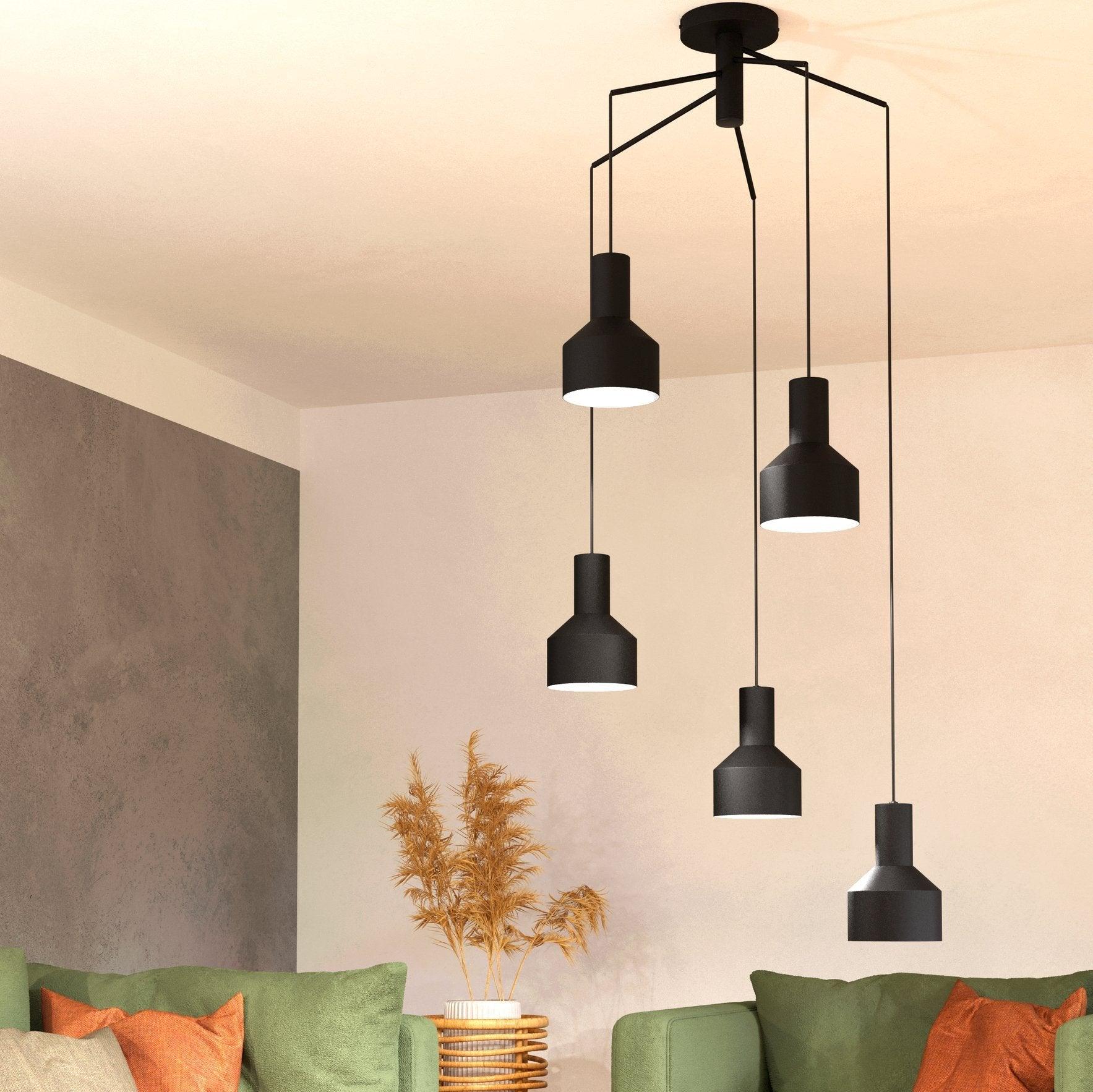 eglo casibare 5 light black metal monochrome pendant