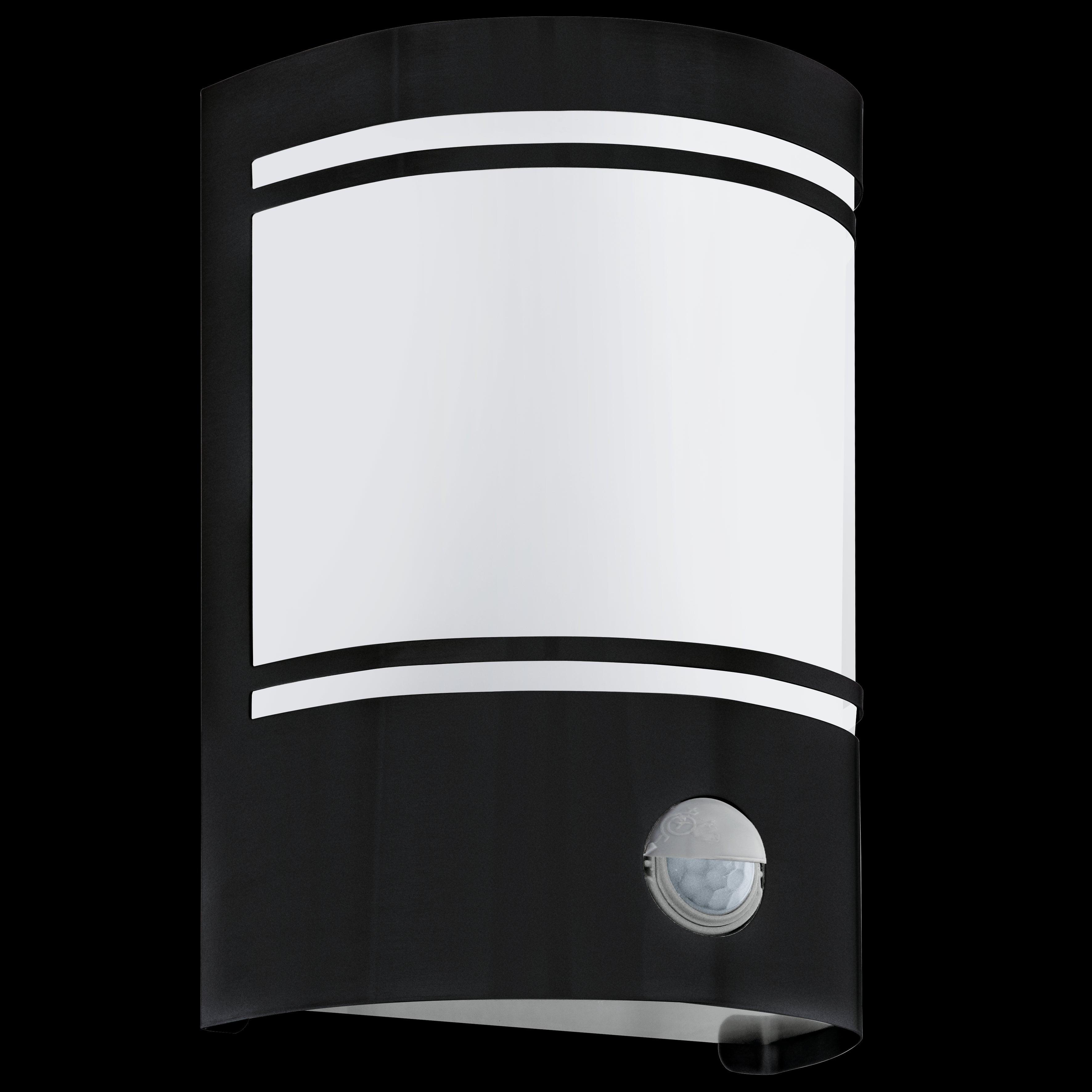 eglo cerno black curved pir outdoor wall light ip45 living room image