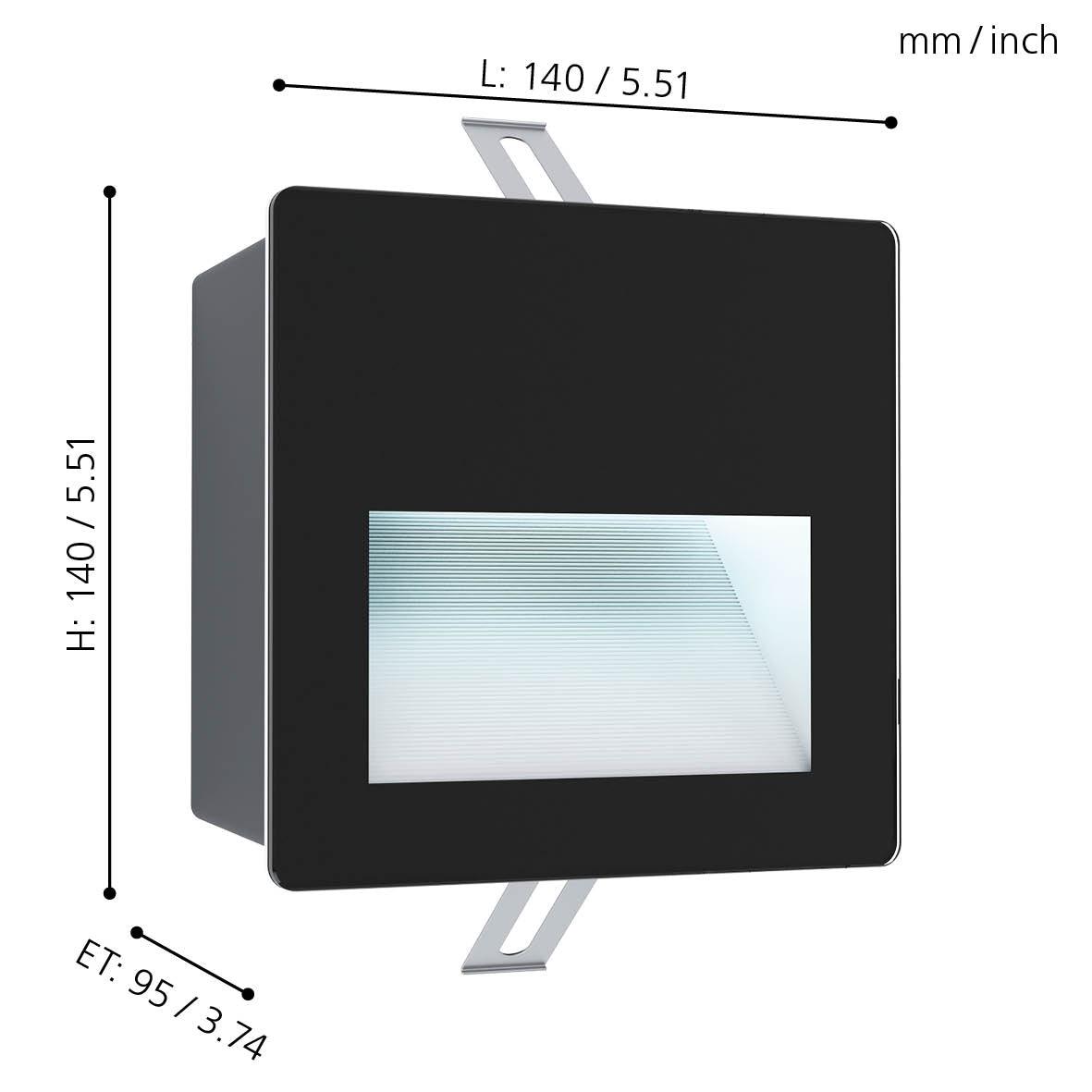 eglo aracena black square ip65 outdoor recessed wall light Kitchen Lighting Close Up
