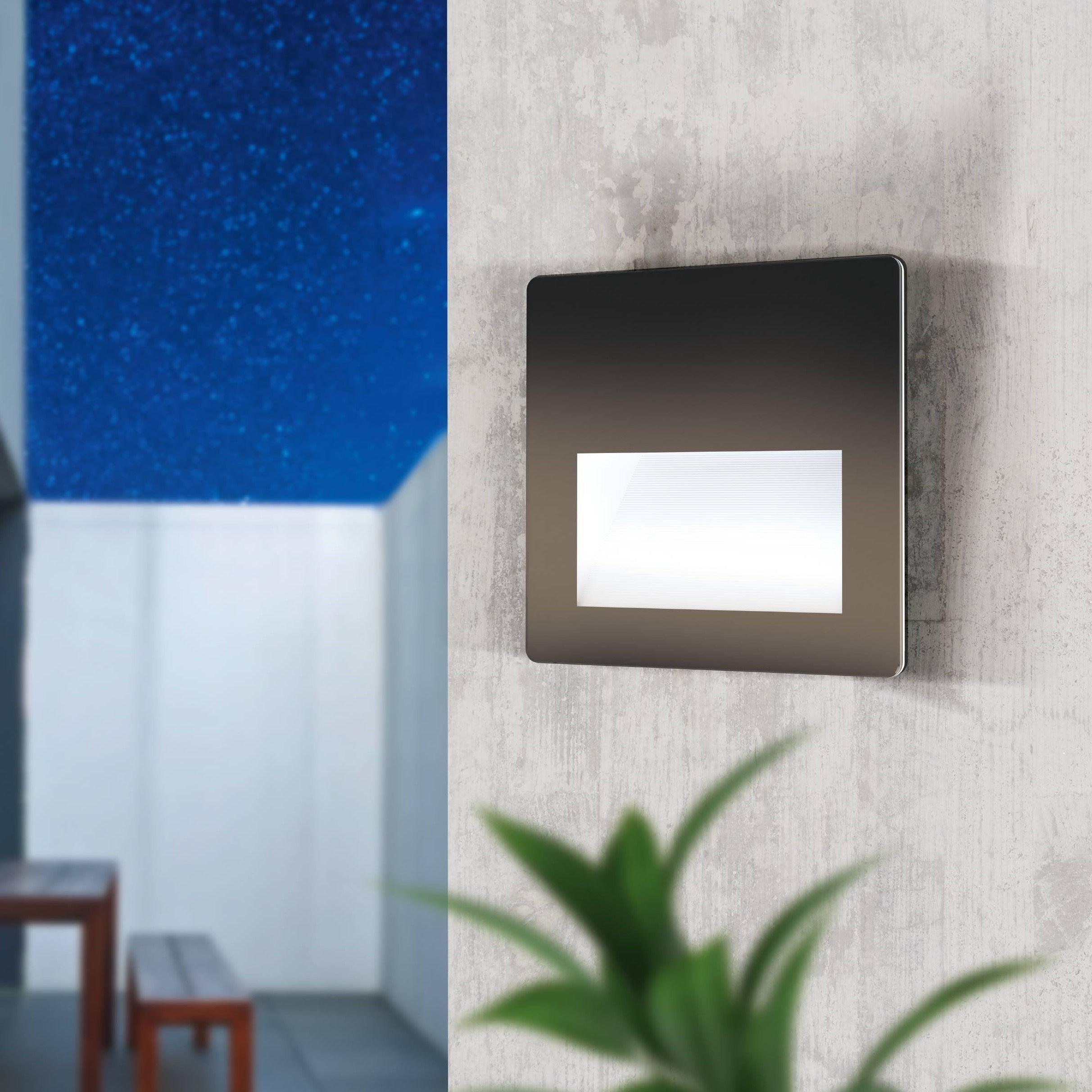 eglo aracena black square ip65 outdoor recessed wall light living room image