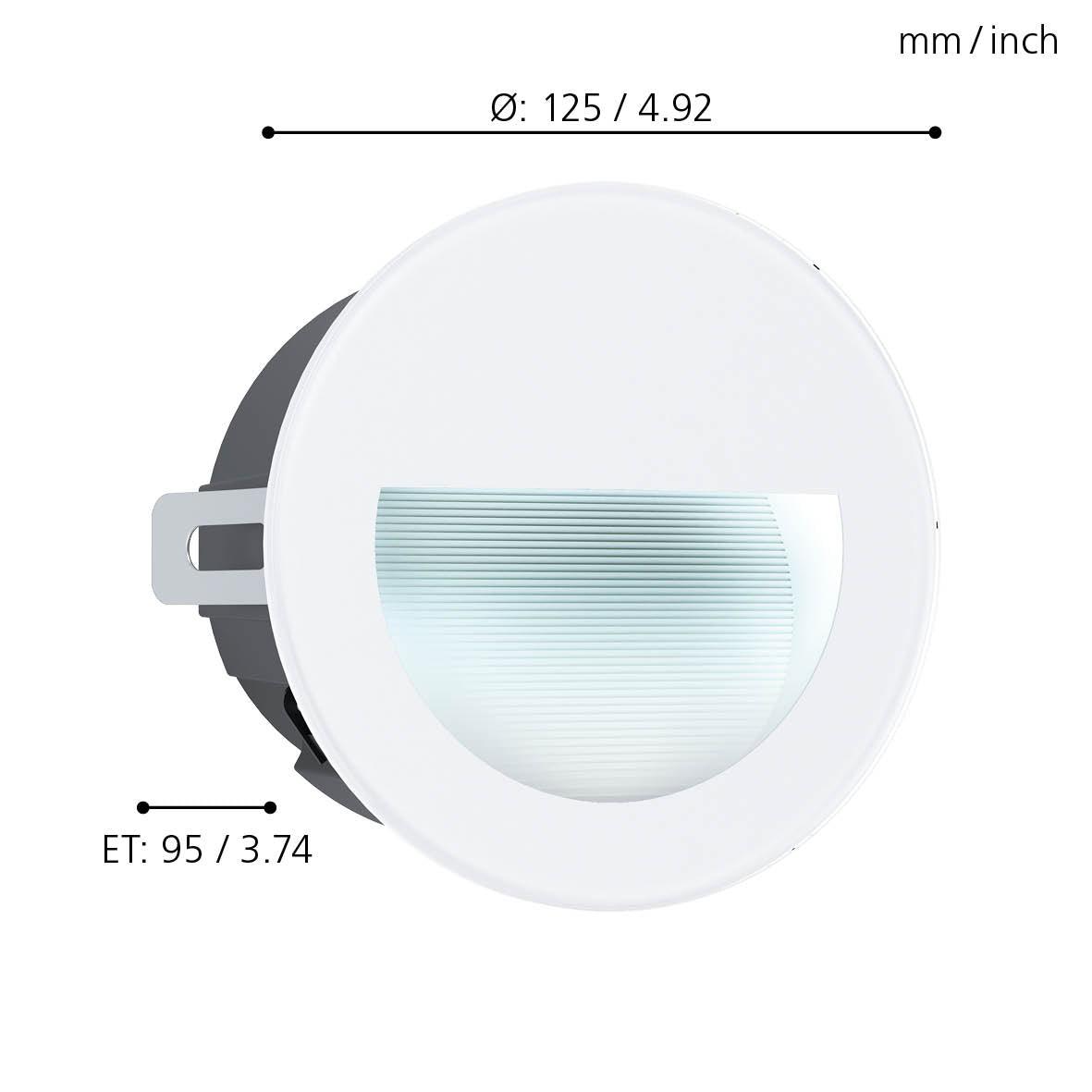 eglo aracena round white ip65 outdoor recessed wall light living room image