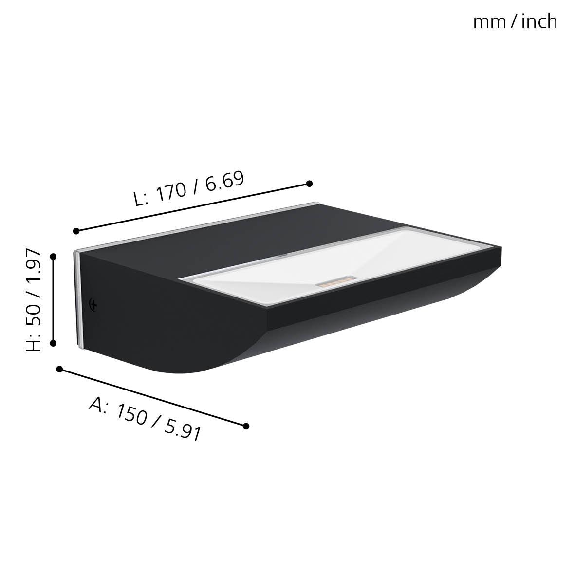 eglo sorronaro led black outdoor wall light living room close up