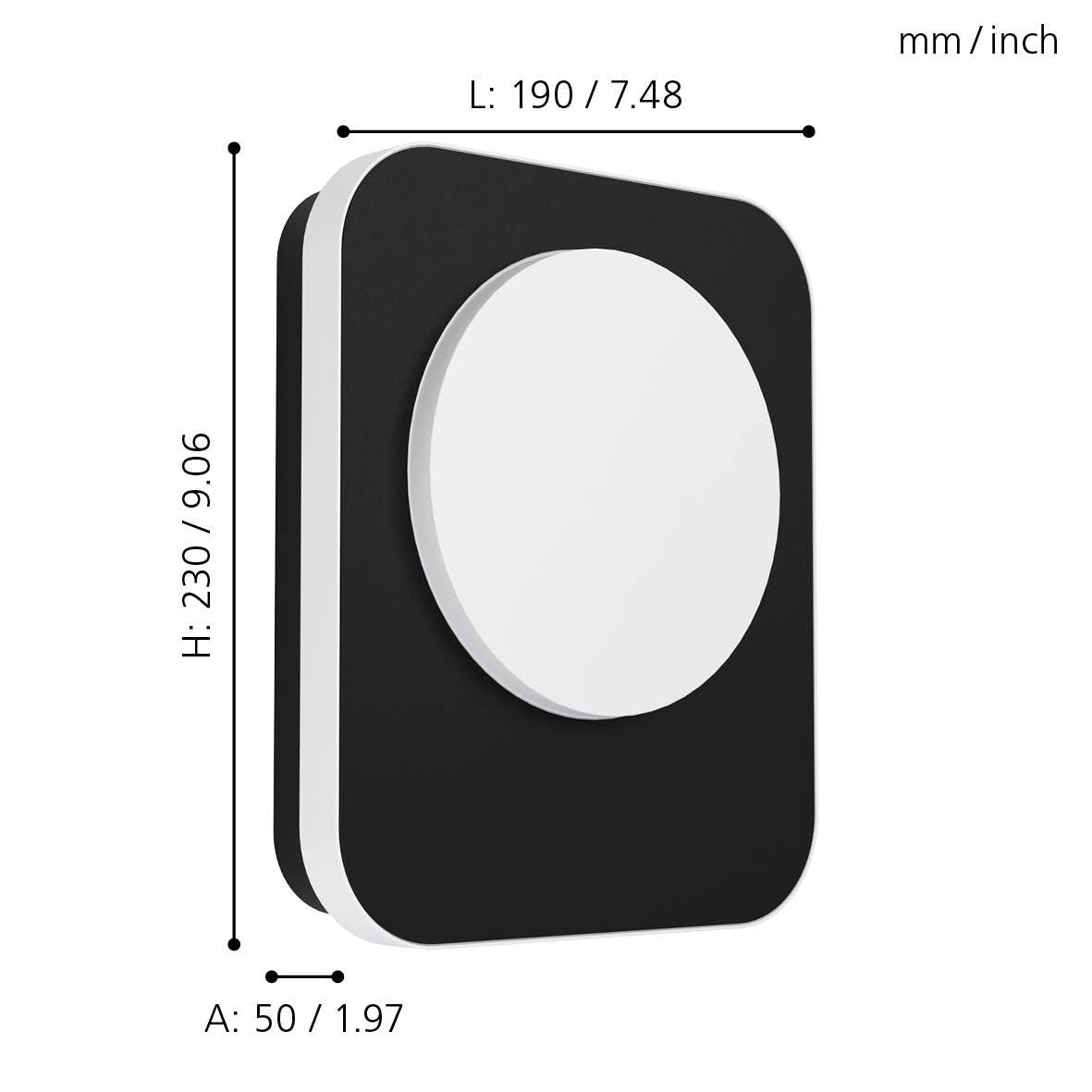 eglo madriz black led outdoor wall light ip44 living room close up
