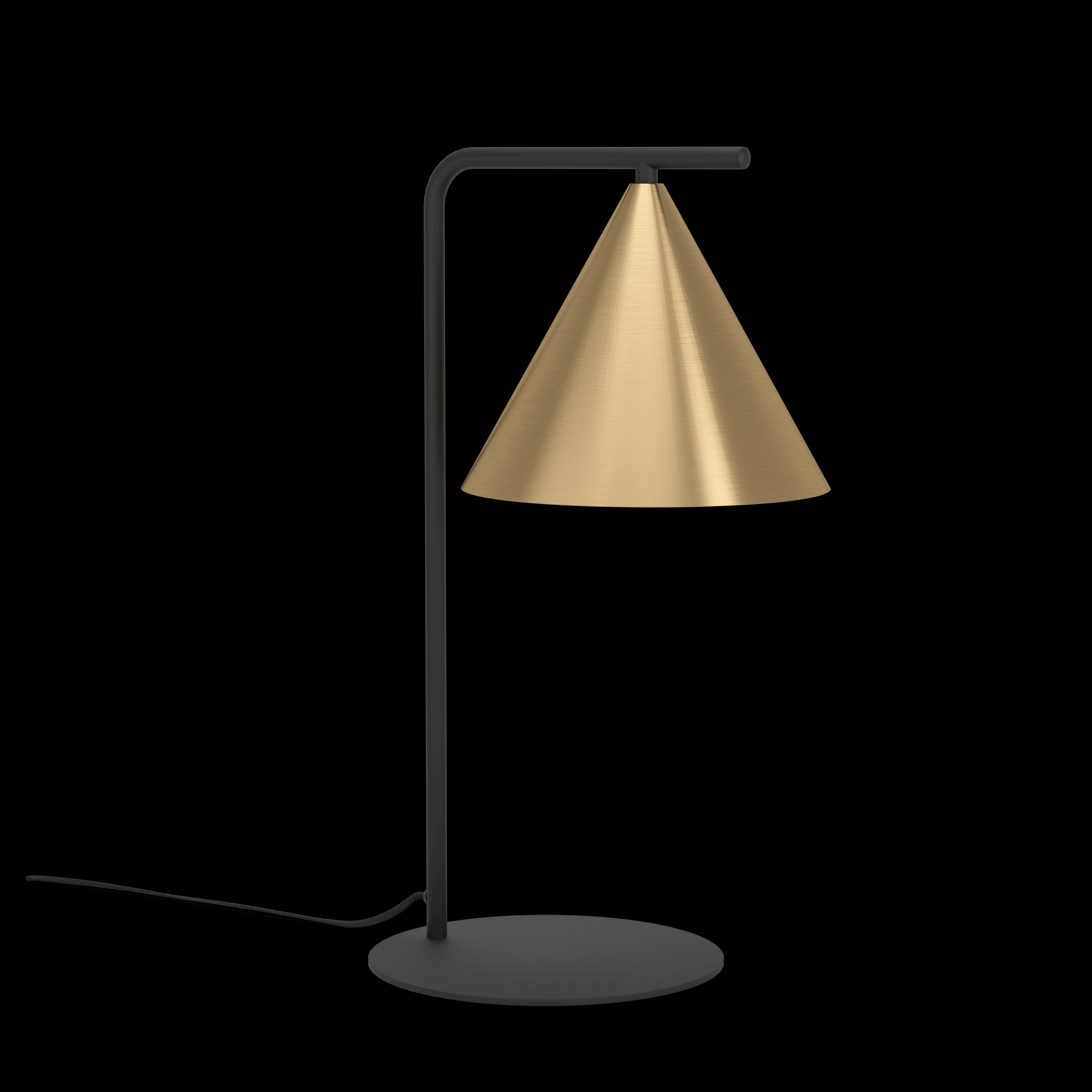 eglo narices black metal table lamp conical brass shade living room image
