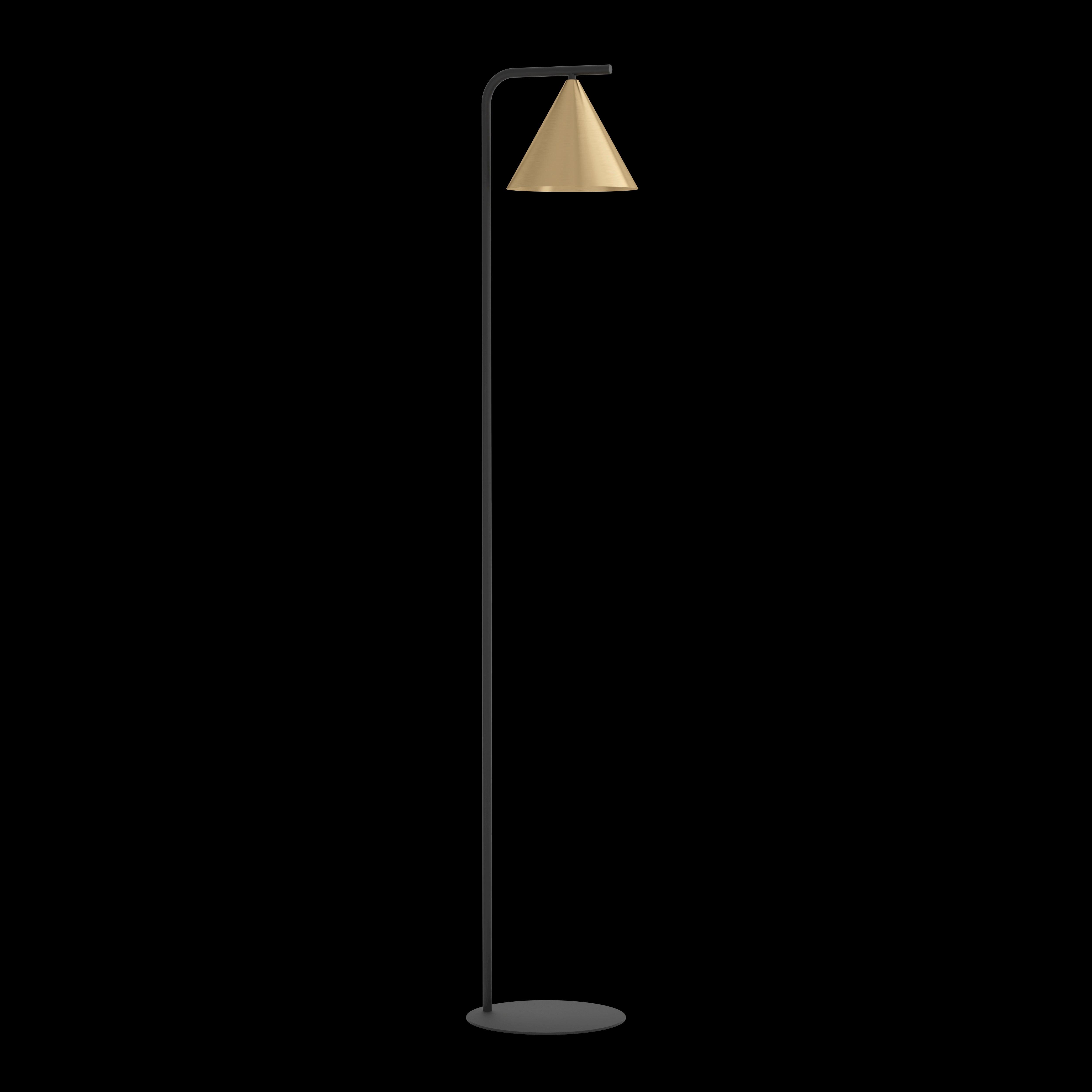 eglo narices black floor lamp with brass shade living room close up