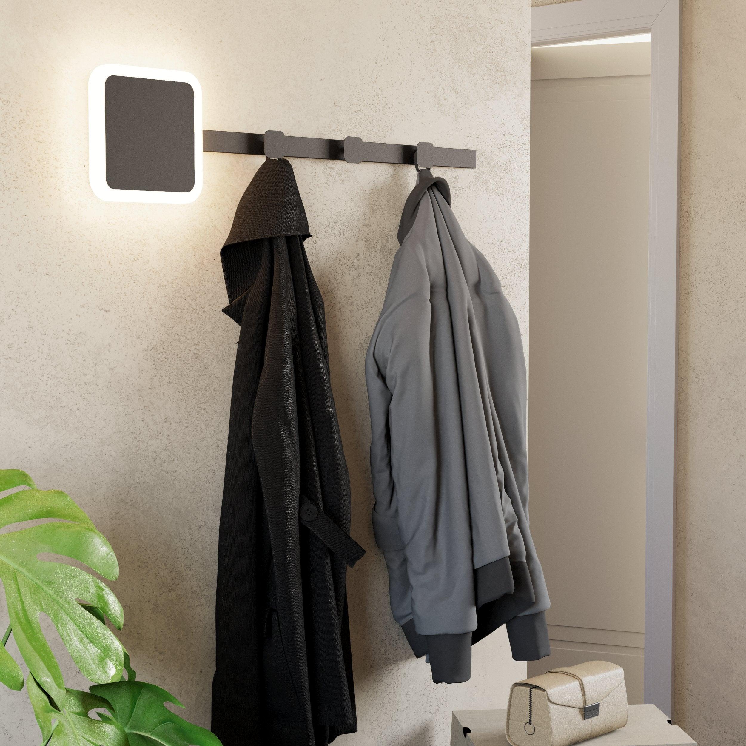 eglo cartignano black led coat hook wall light living room image