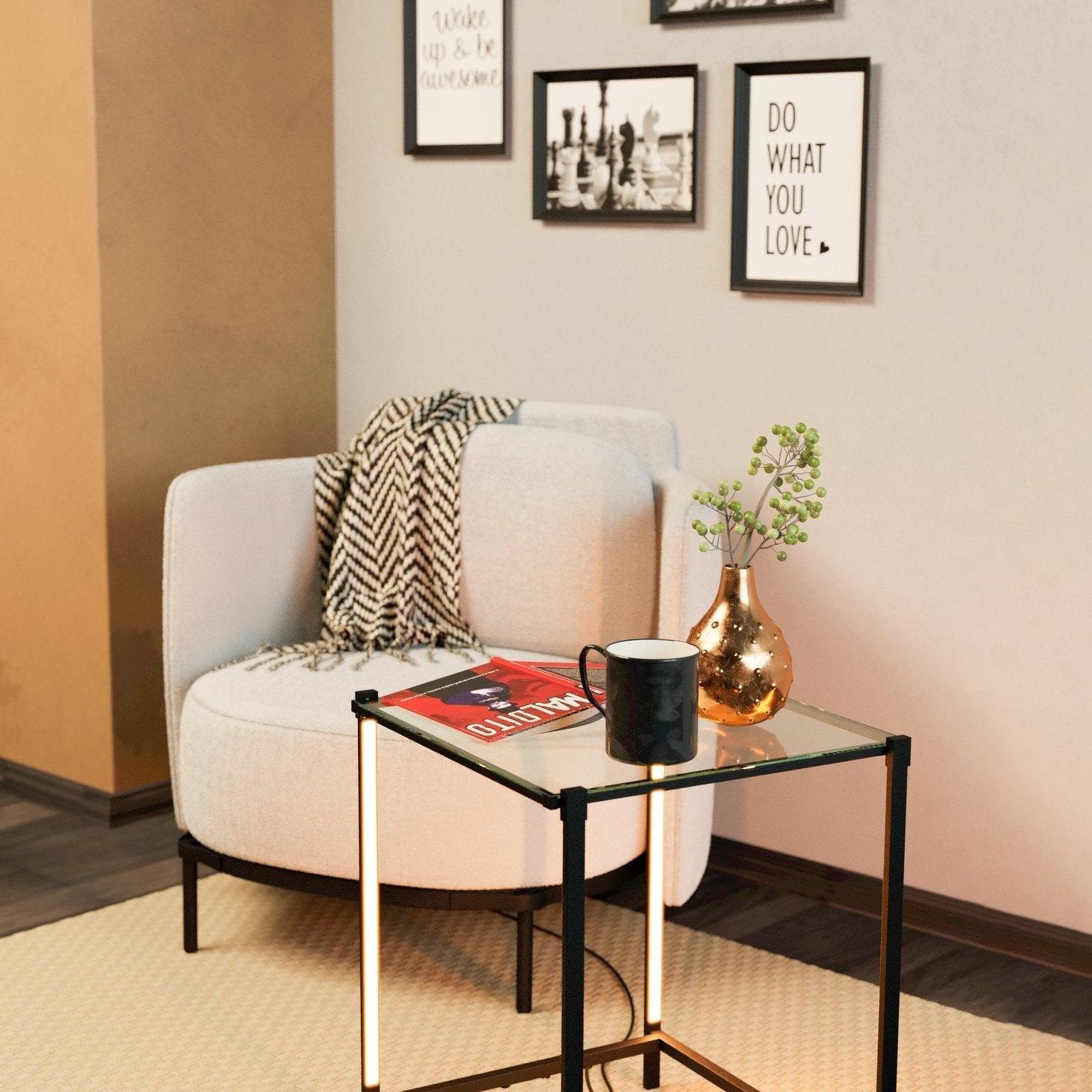 eglo naranjo black glass led side table lamp