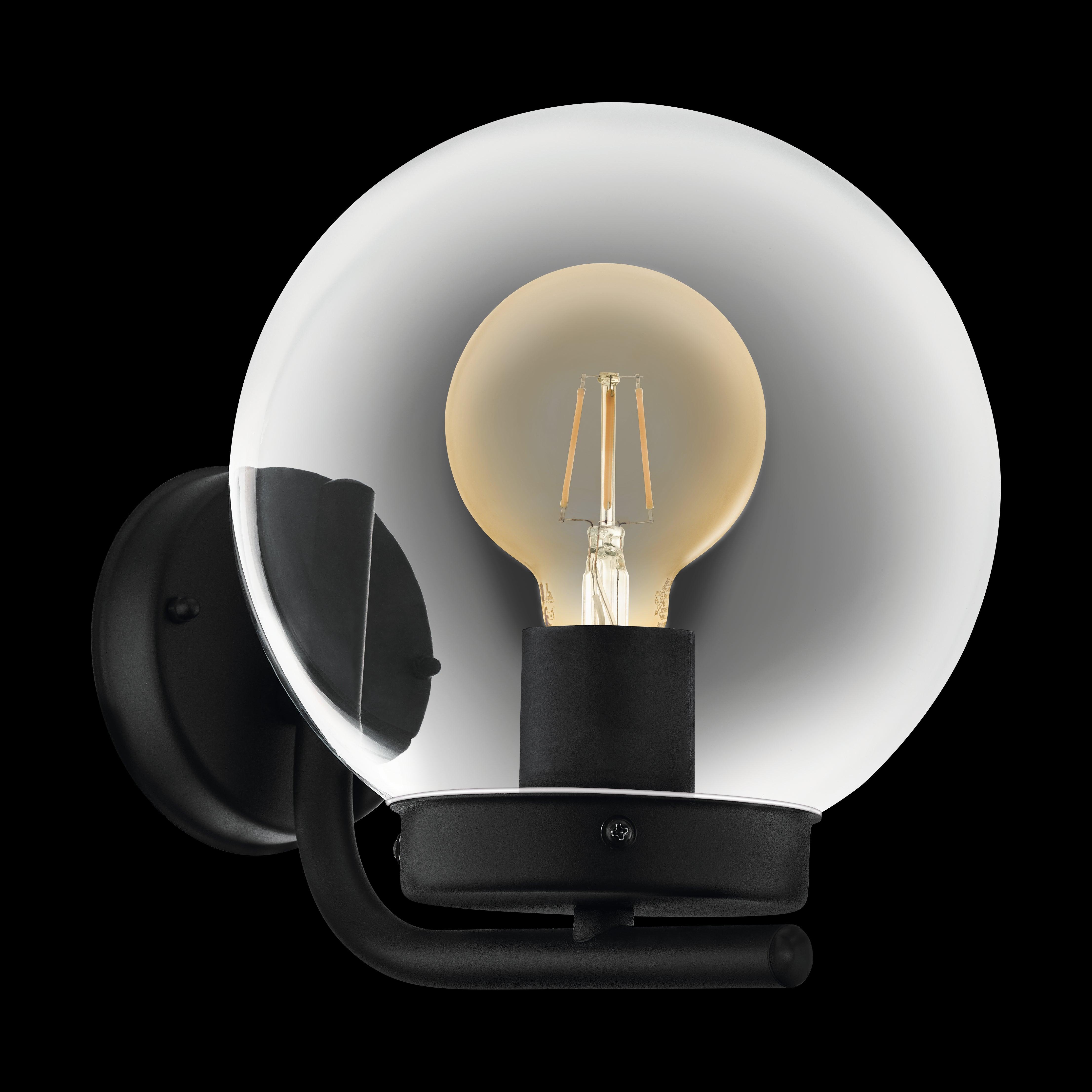 eglo taverna black ip44 outdoor wall light plastic dome shade living room image