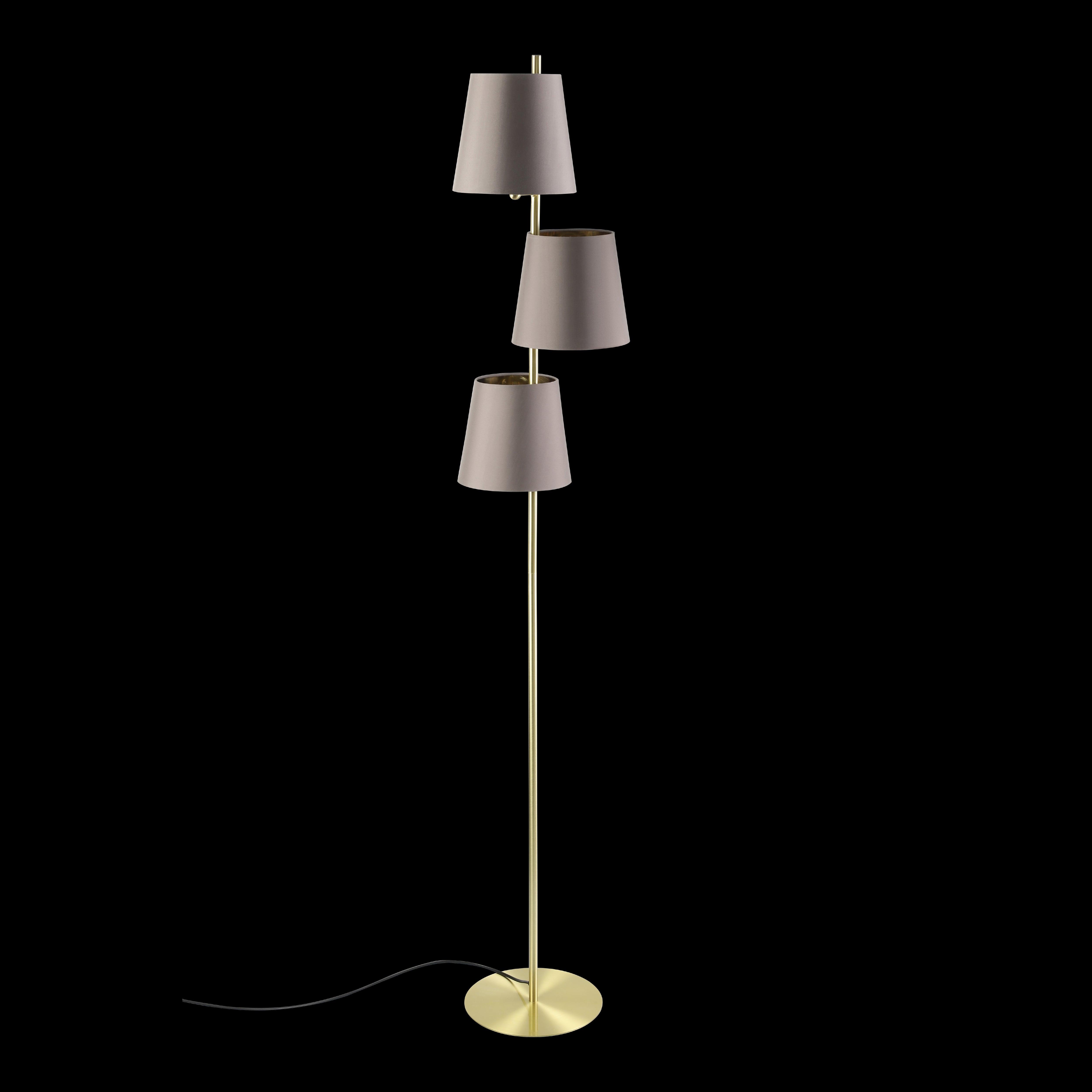 eglo almeida 2 brass 3 light floor lamp brown fabric shades living room image