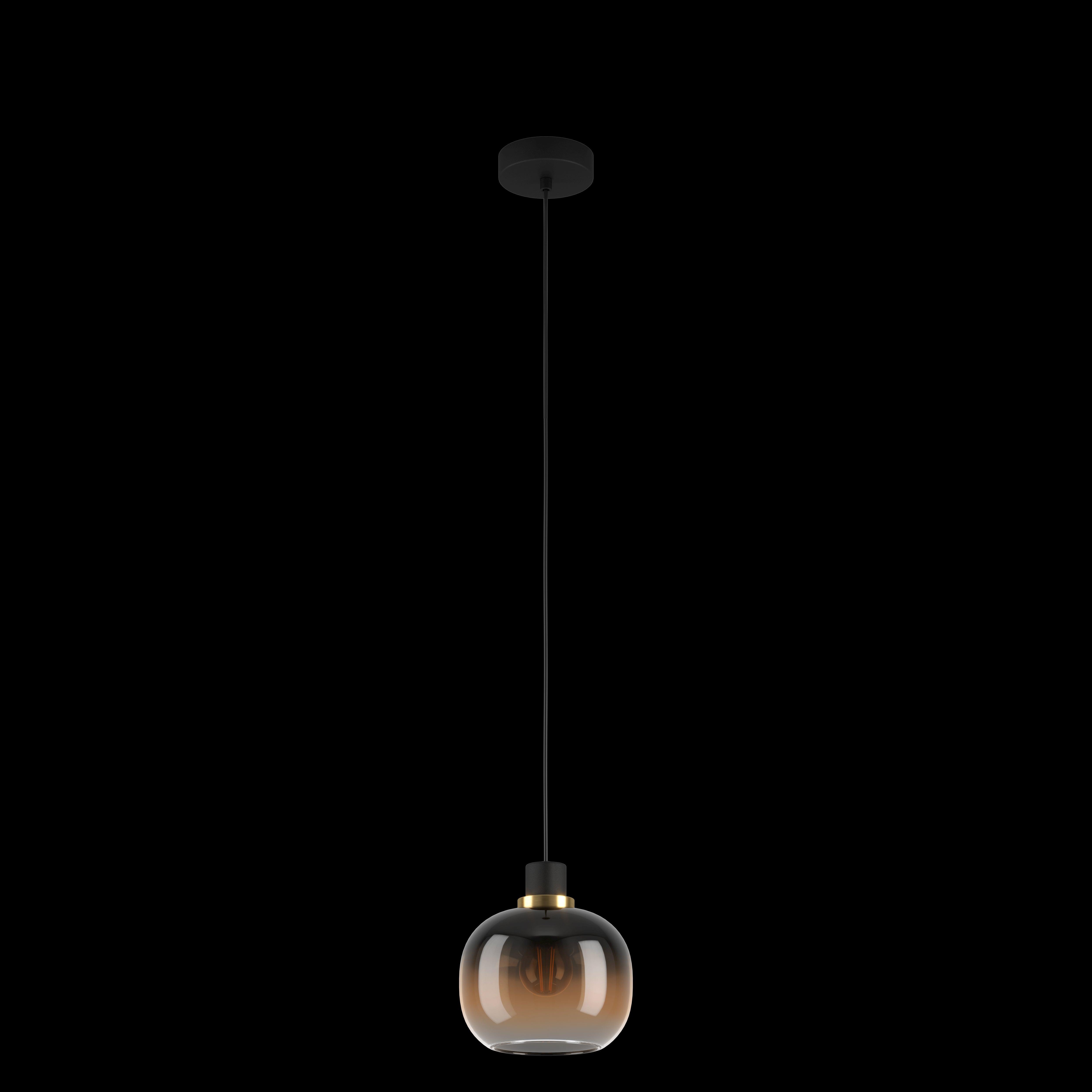 eglo oilella spherical black brown glass pendant living room close up