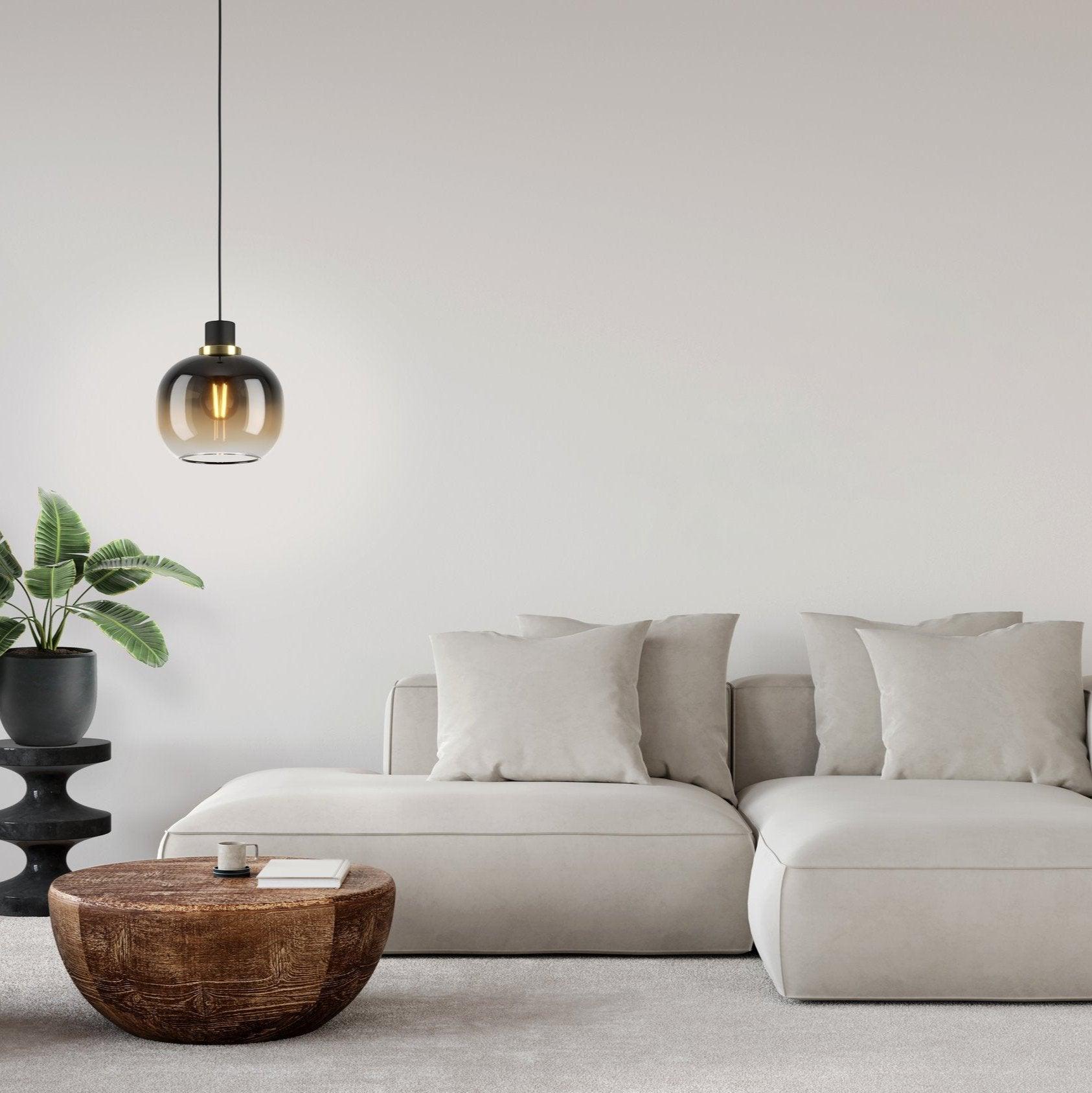 eglo oilella spherical black brown glass pendant