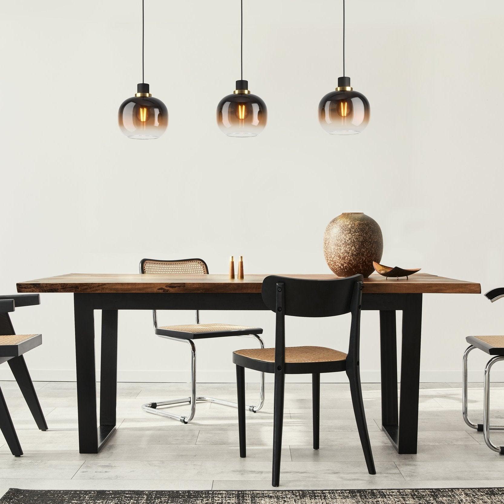 eglo oilella 3 light spherical black brown glass pendant