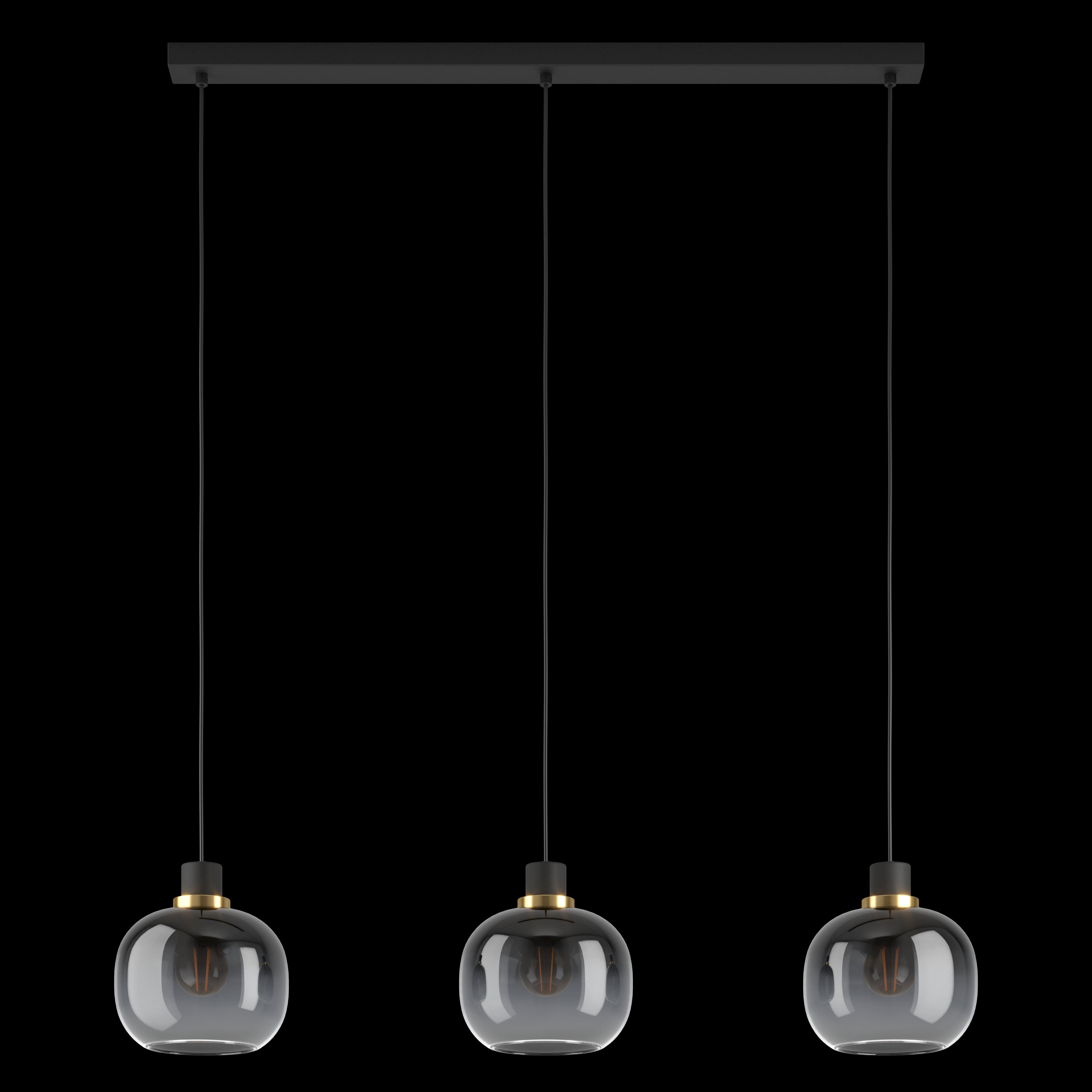 eglo oilella 3 light spherical black grey glass pendant living room image