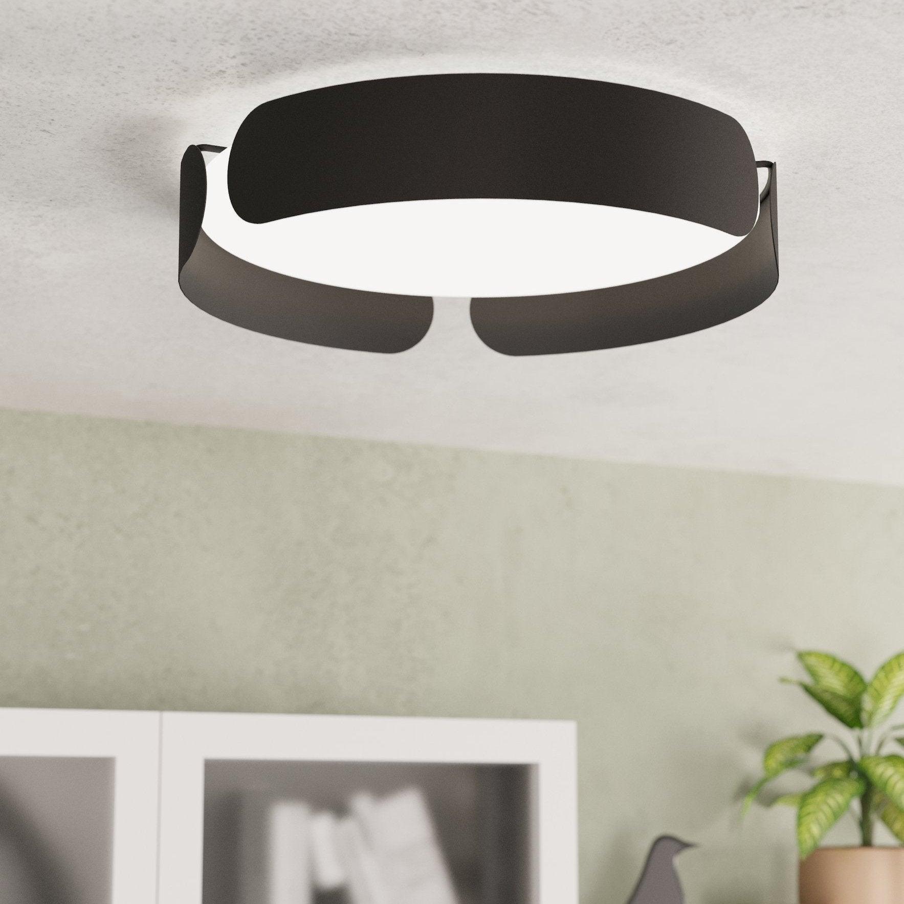 eglo valcasotto led round black framed ceiling flush 37cm