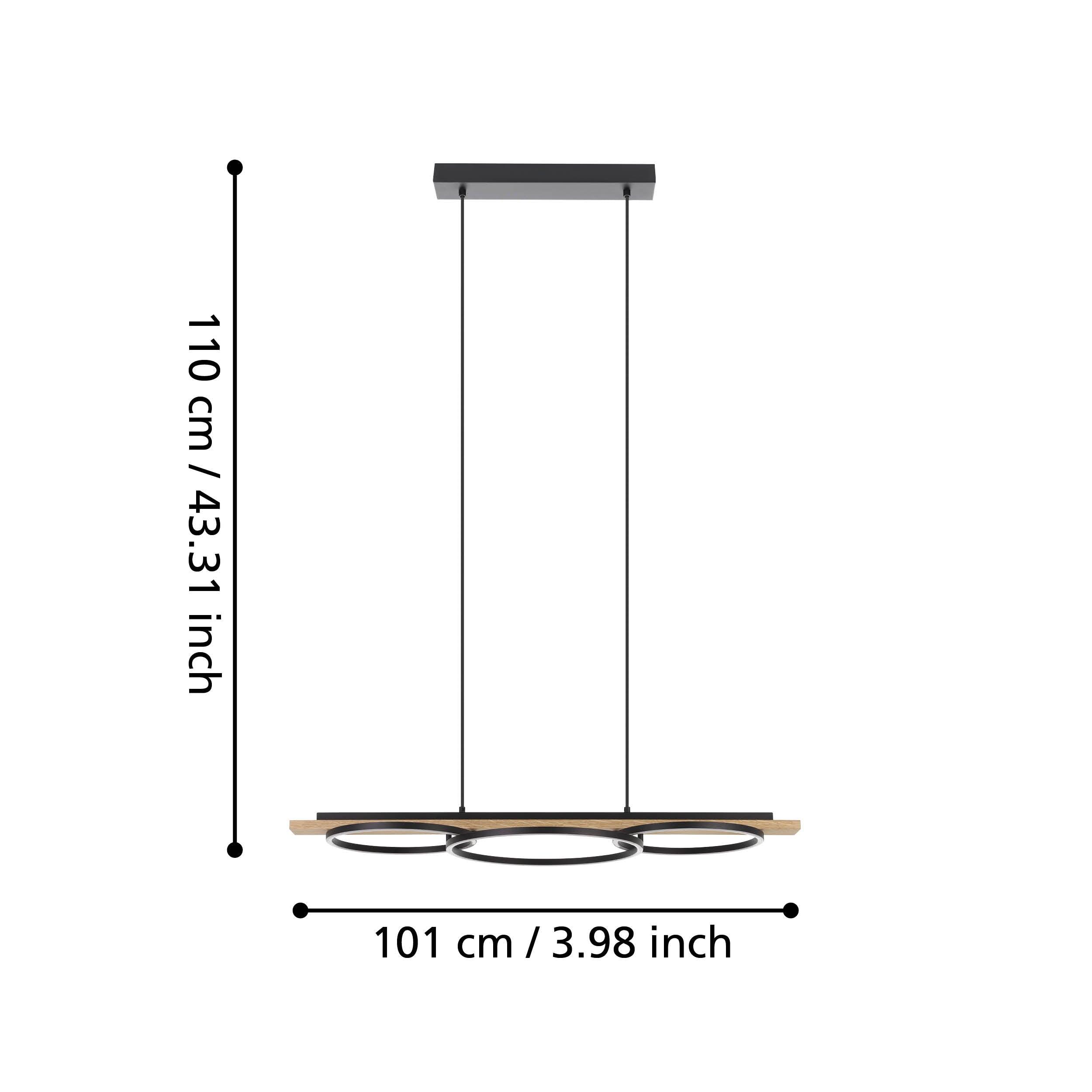 eglo boyal led 3 circle oak veneer wood pendant kitchen lighting