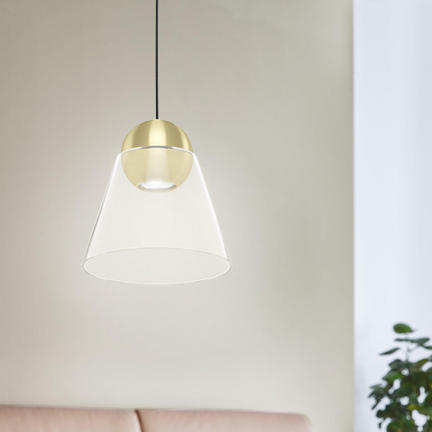 eglo cerasella conical glass brass ceiling pendant living room image