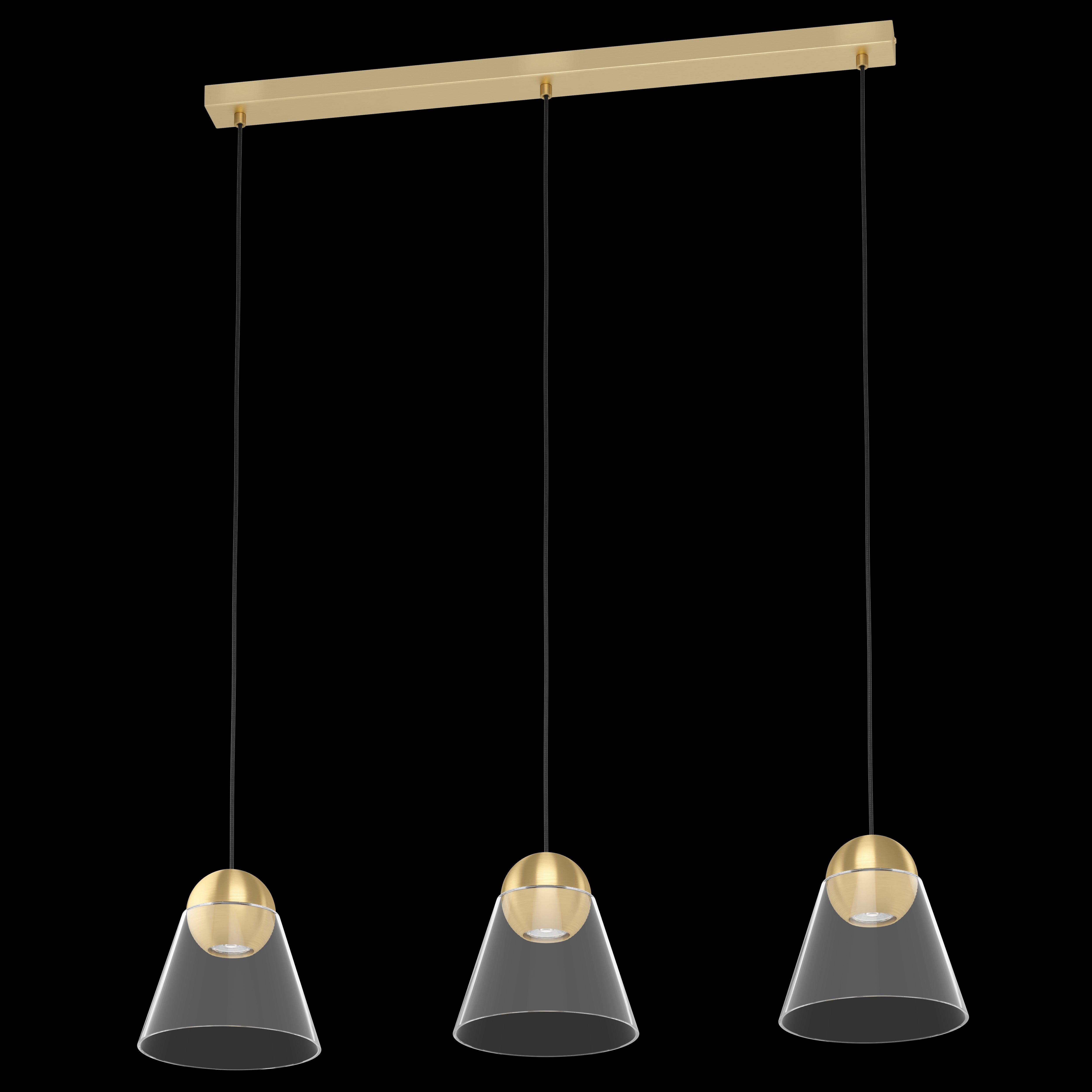 eglo cerasella 3 light conical glass brass ceiling pendant living room image