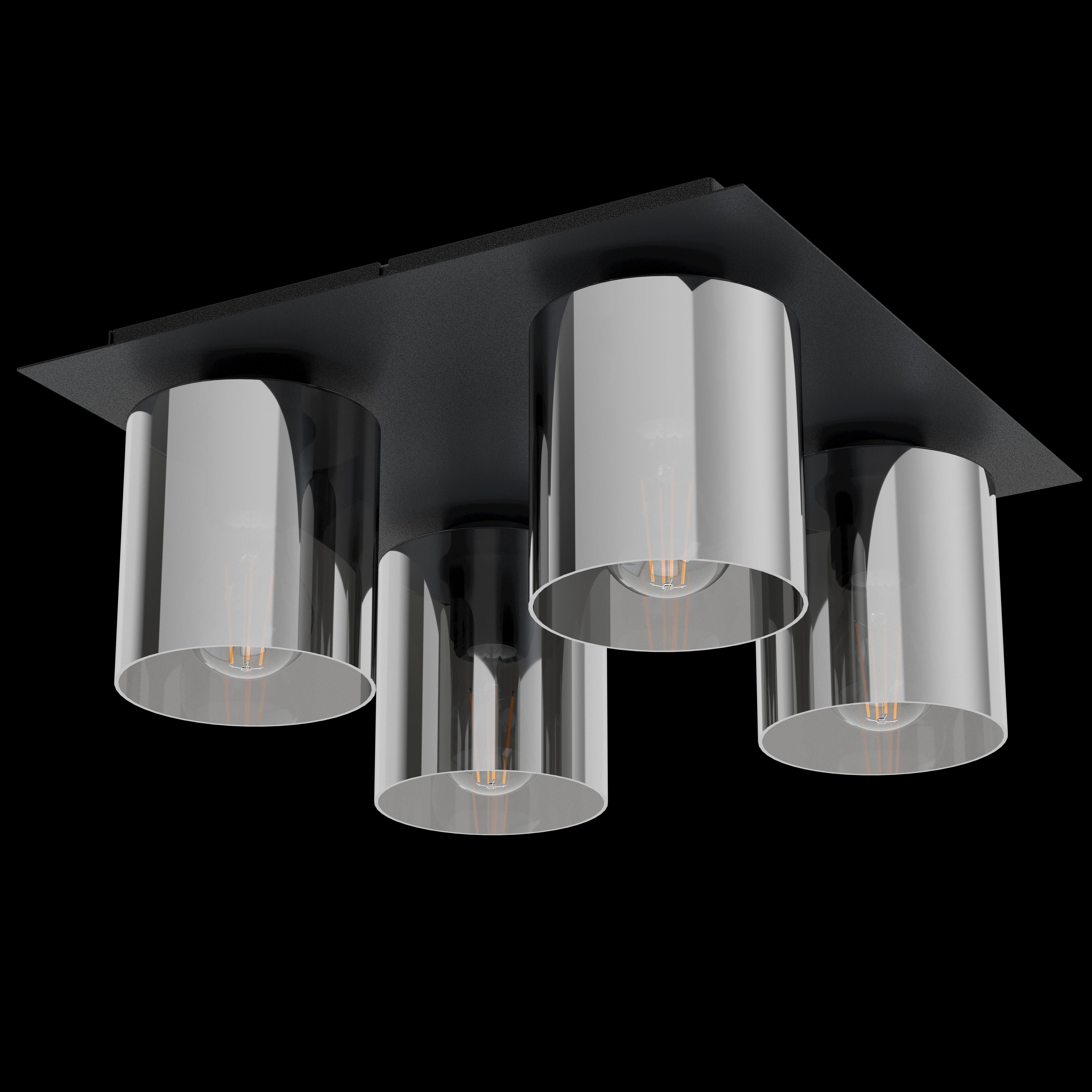 eglo gorosiba 1 black round 4 light ceiling flush with smoked glass shades