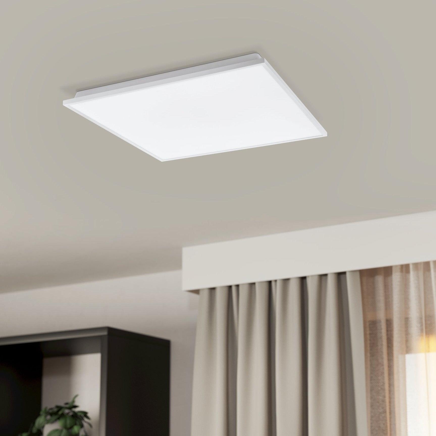eglo connect herrora z smart white led panel flush ceiling light 45cm