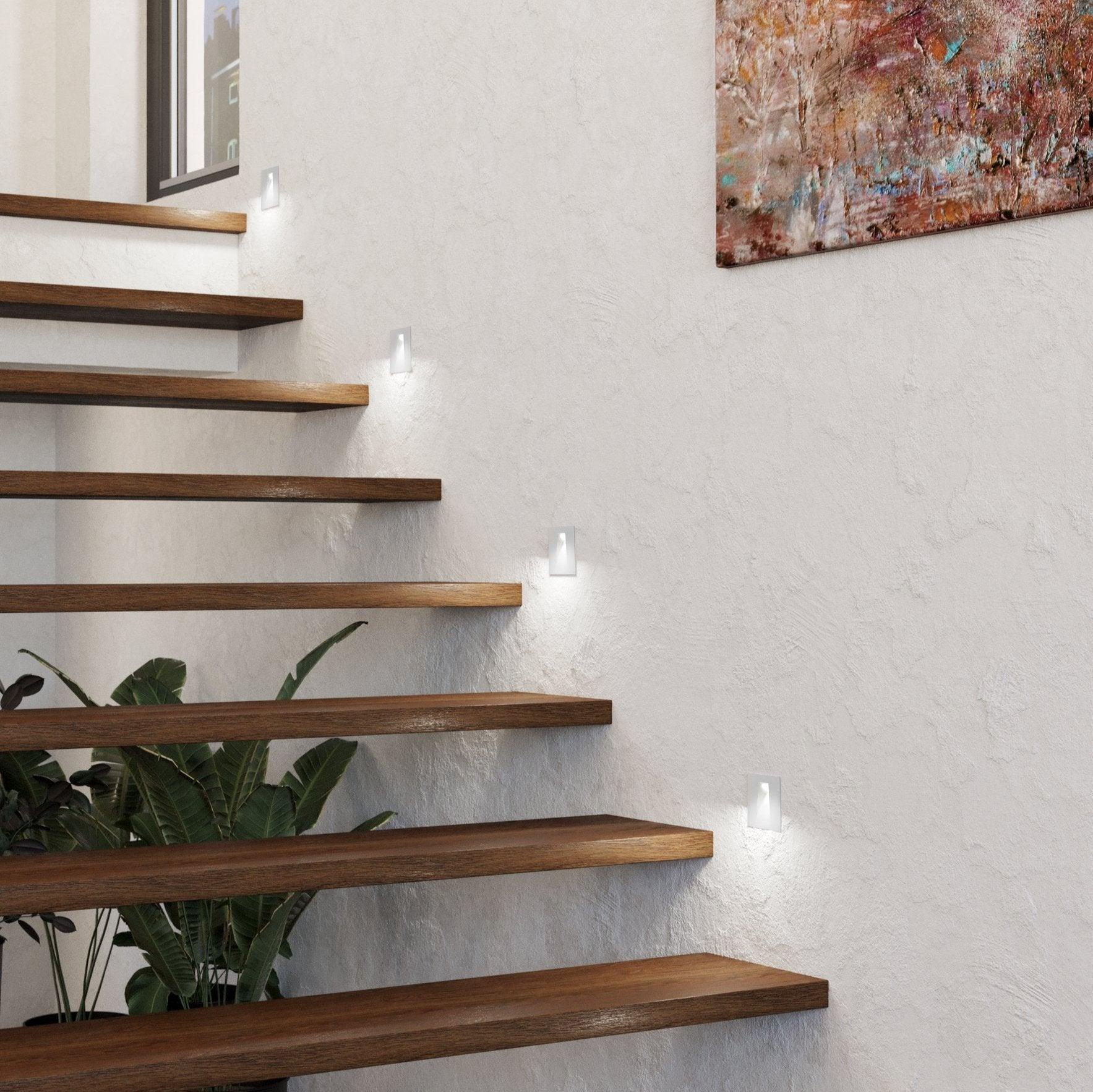 eglo mecinos white recessed stairway wall light