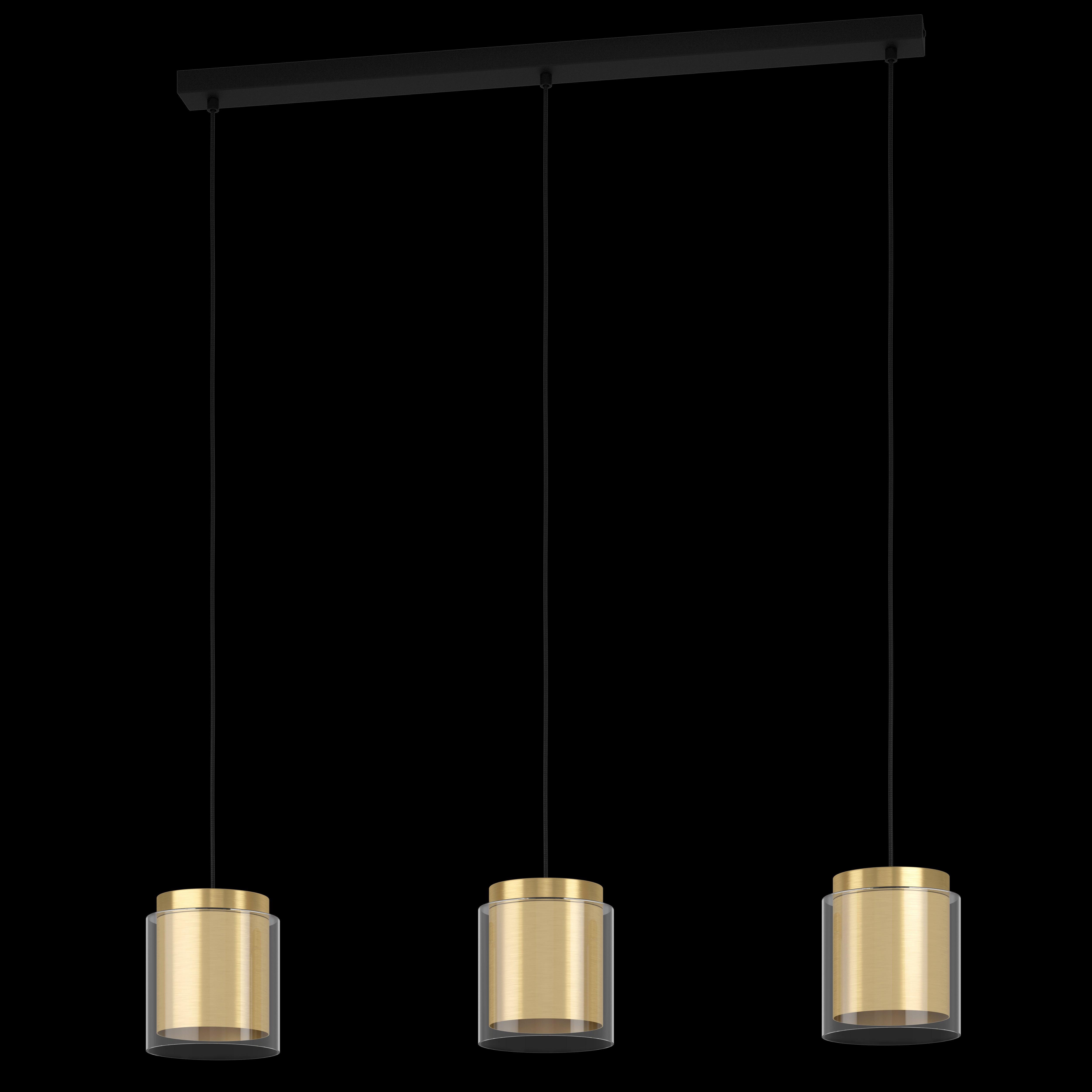 eglo lagunitas 3 light cylindrical glass brass pendant kitchen lighting
