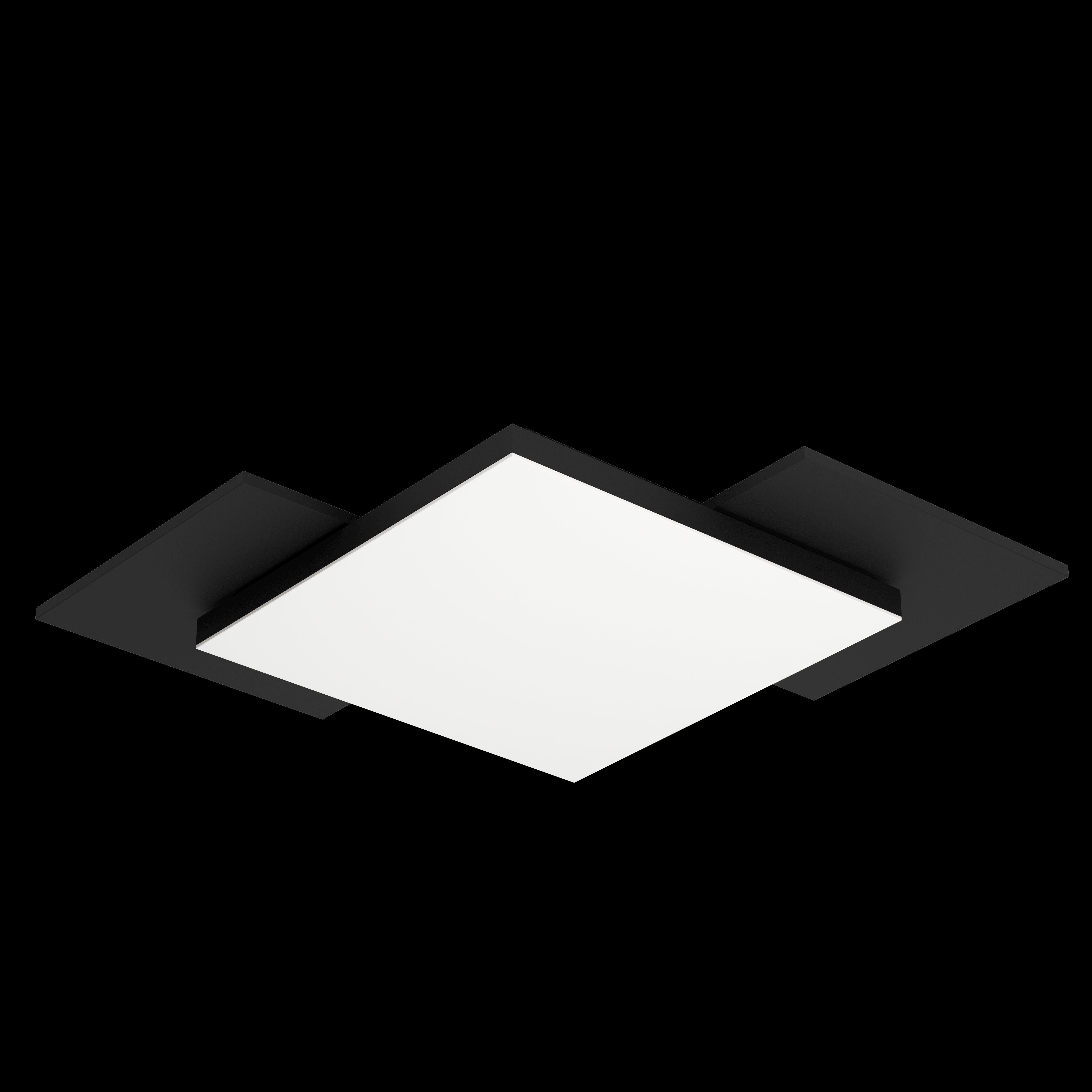 eglo tamuria led flush ceiling light with reversible panels black wood living room close up