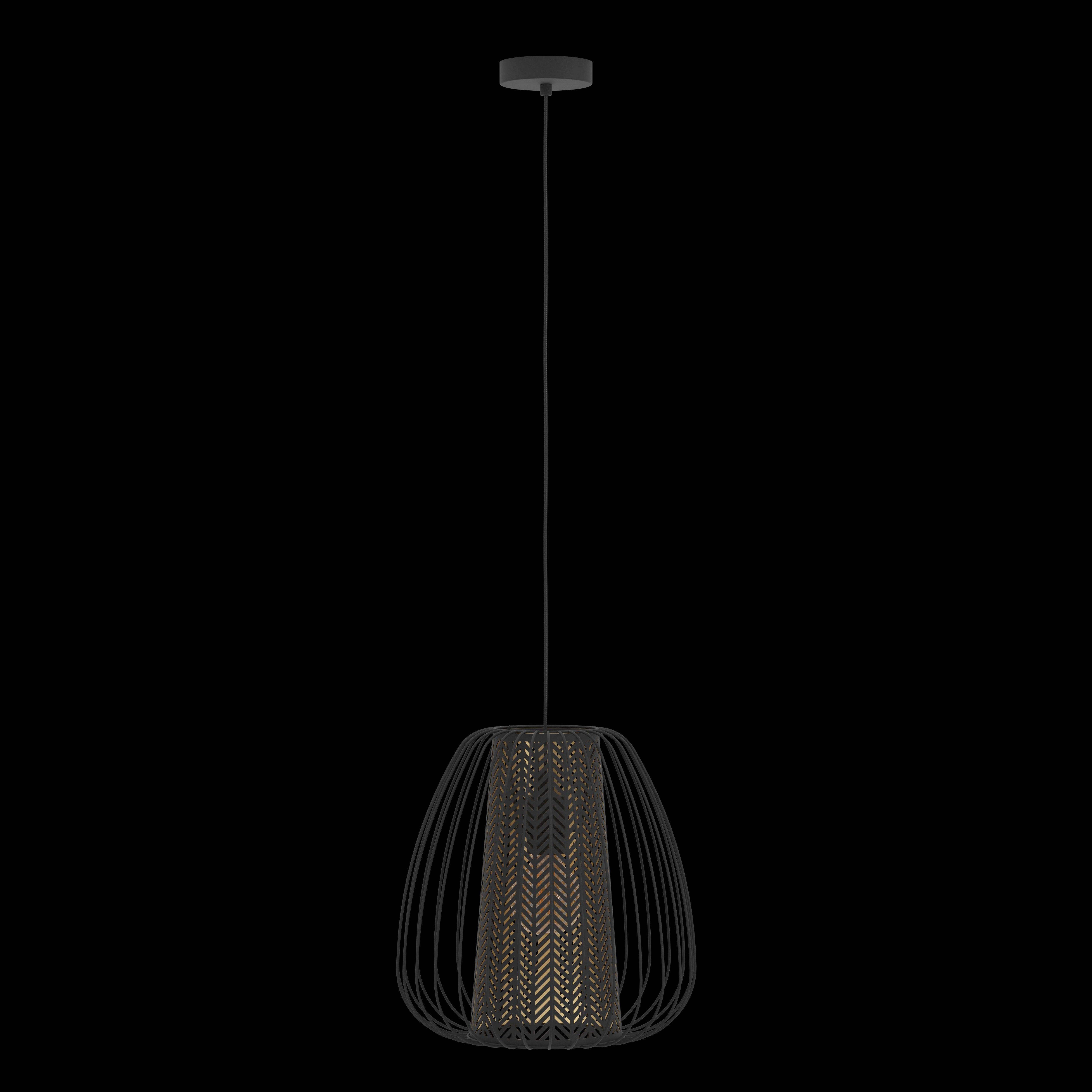eglo curasao black wire fabric ceiling pendant living room close up
