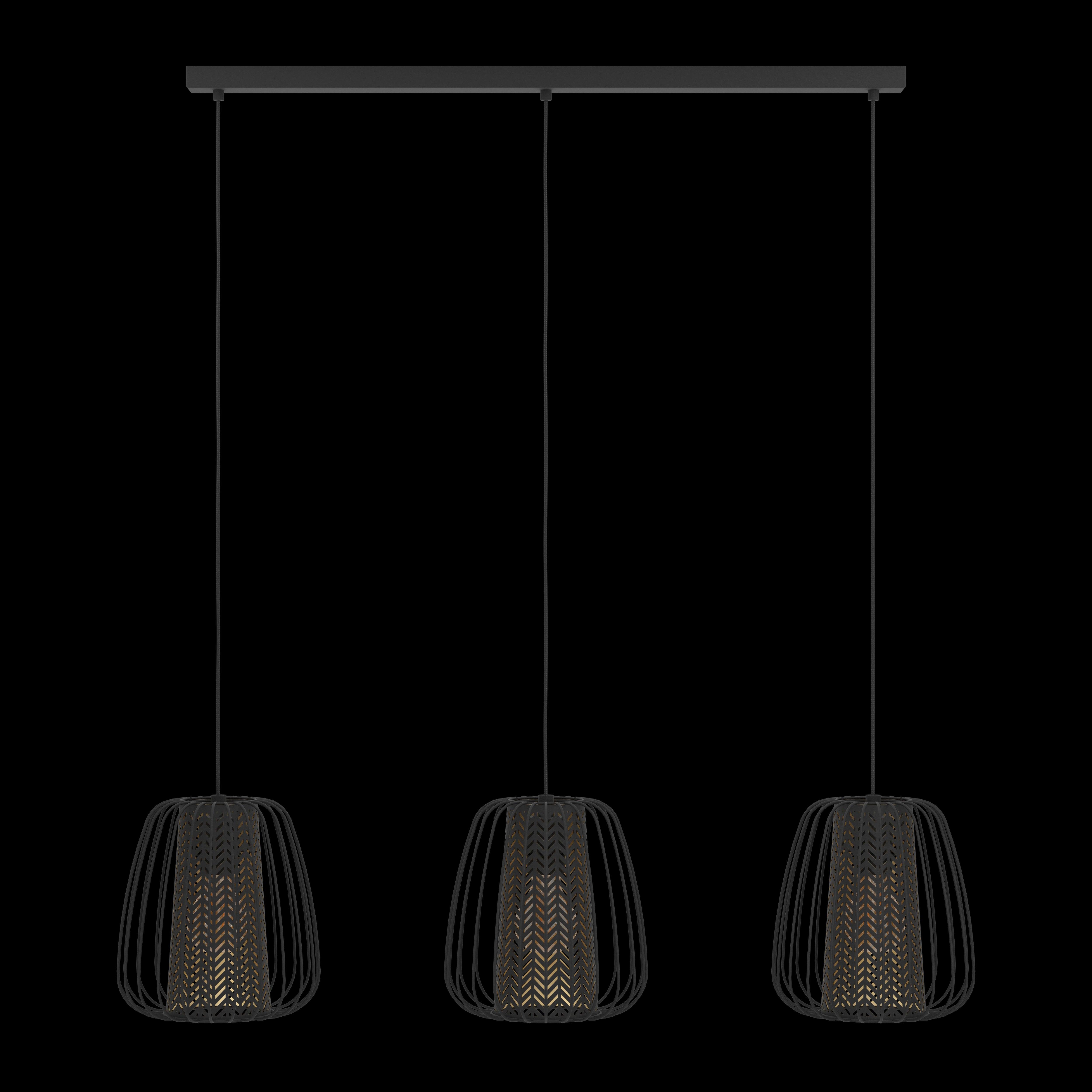 eglo curasao 3 light black wire fabric ceiling pendant