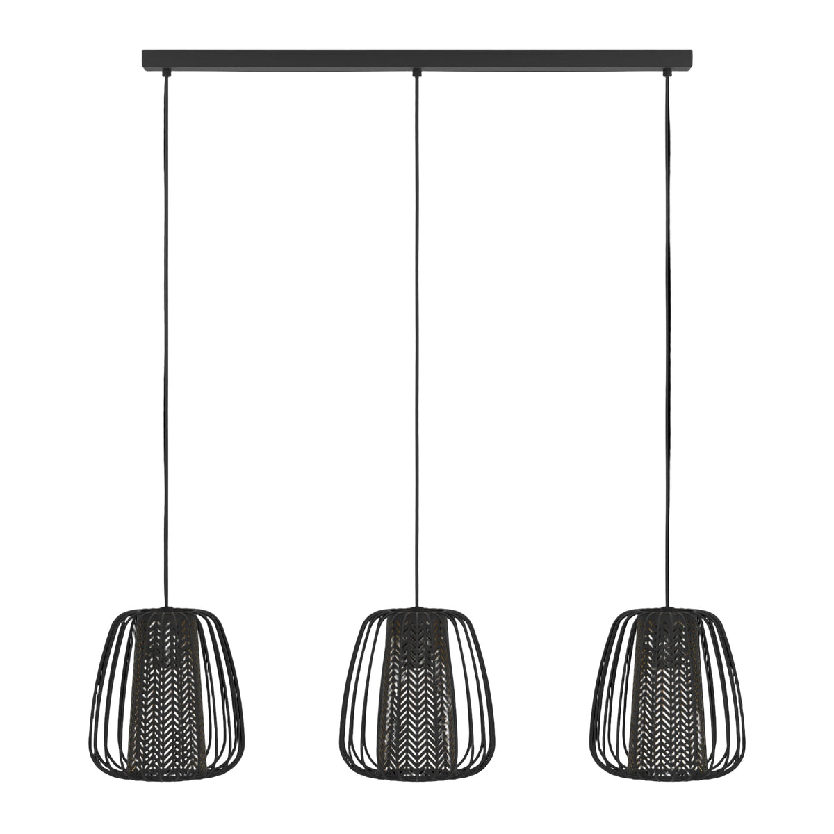 eglo curasao 3 light black wire fabric ceiling pendant