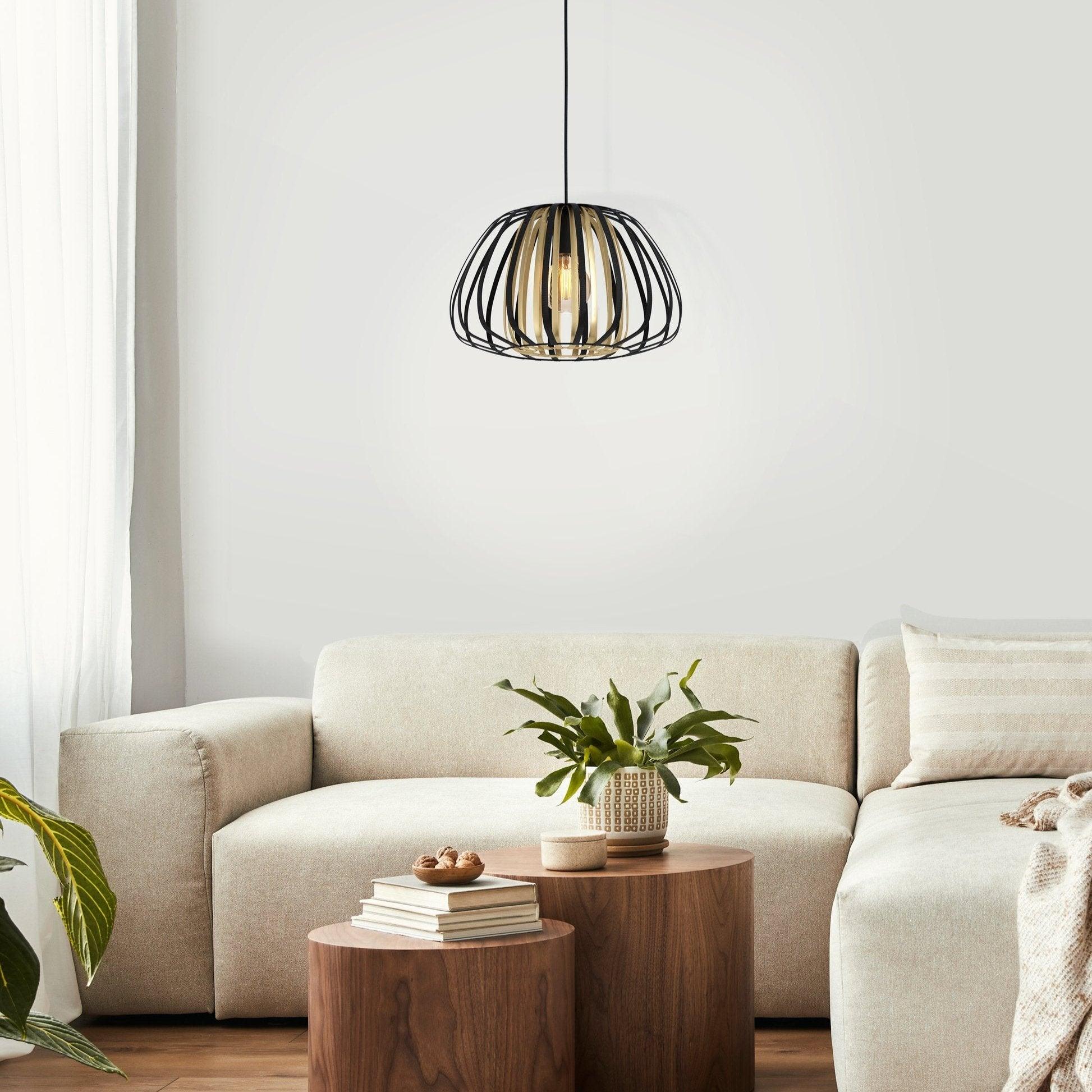 eglo encinitos brass black metal strips pendant 37 5cm