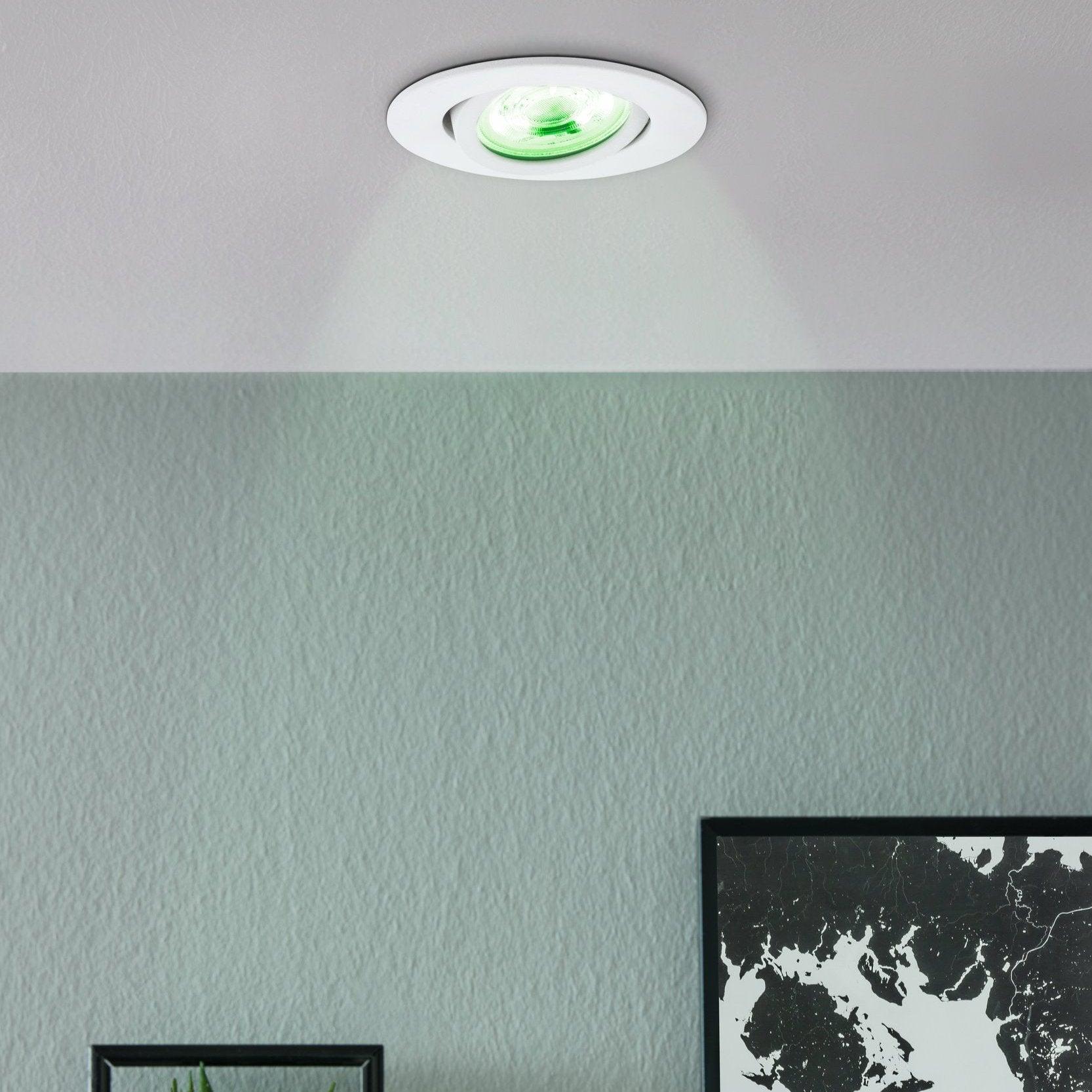 eglo saliceto z white led smart recessed ceiling light living room close up