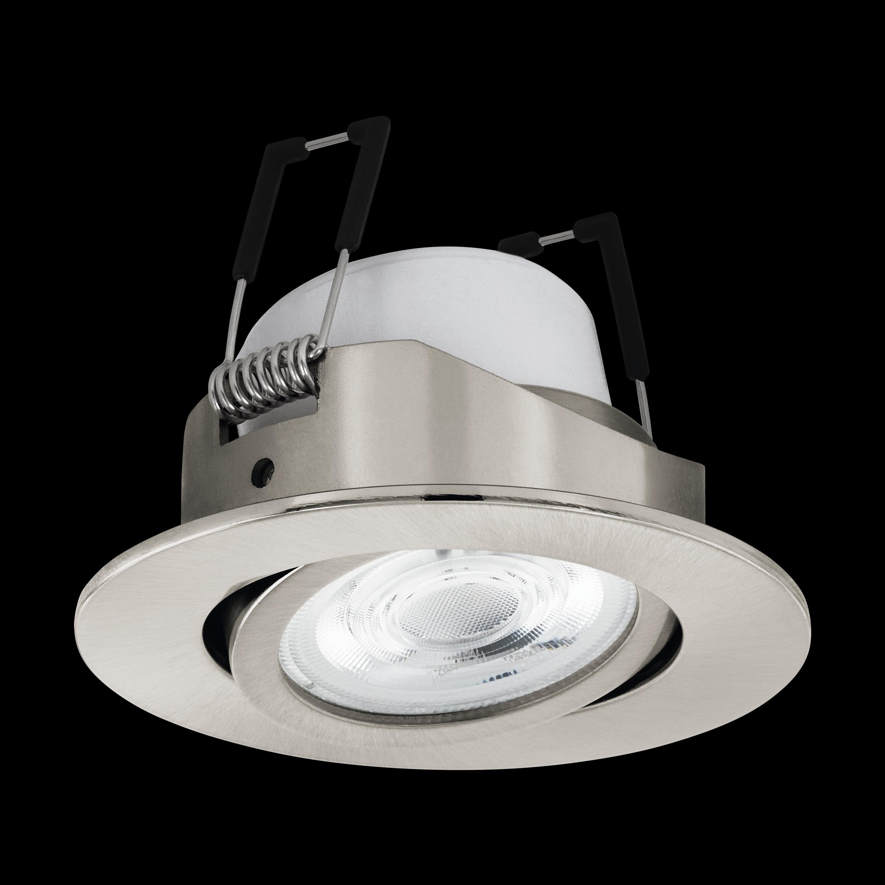 eglo saliceto z nickel led smart recessed ceiling light living room close up