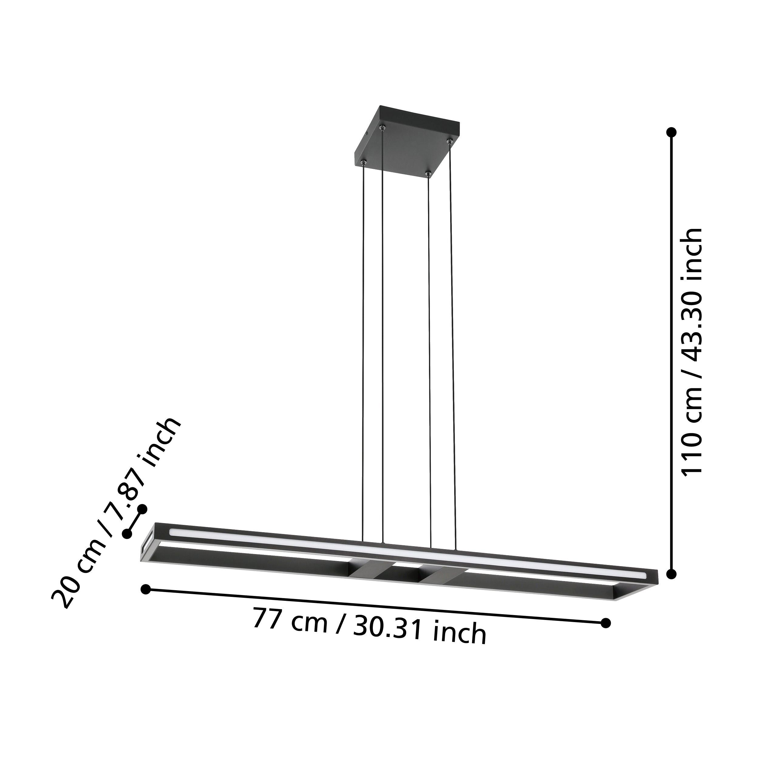 eglo connect salvilanas z smart led black rectangular metal pendant kitchen lighting