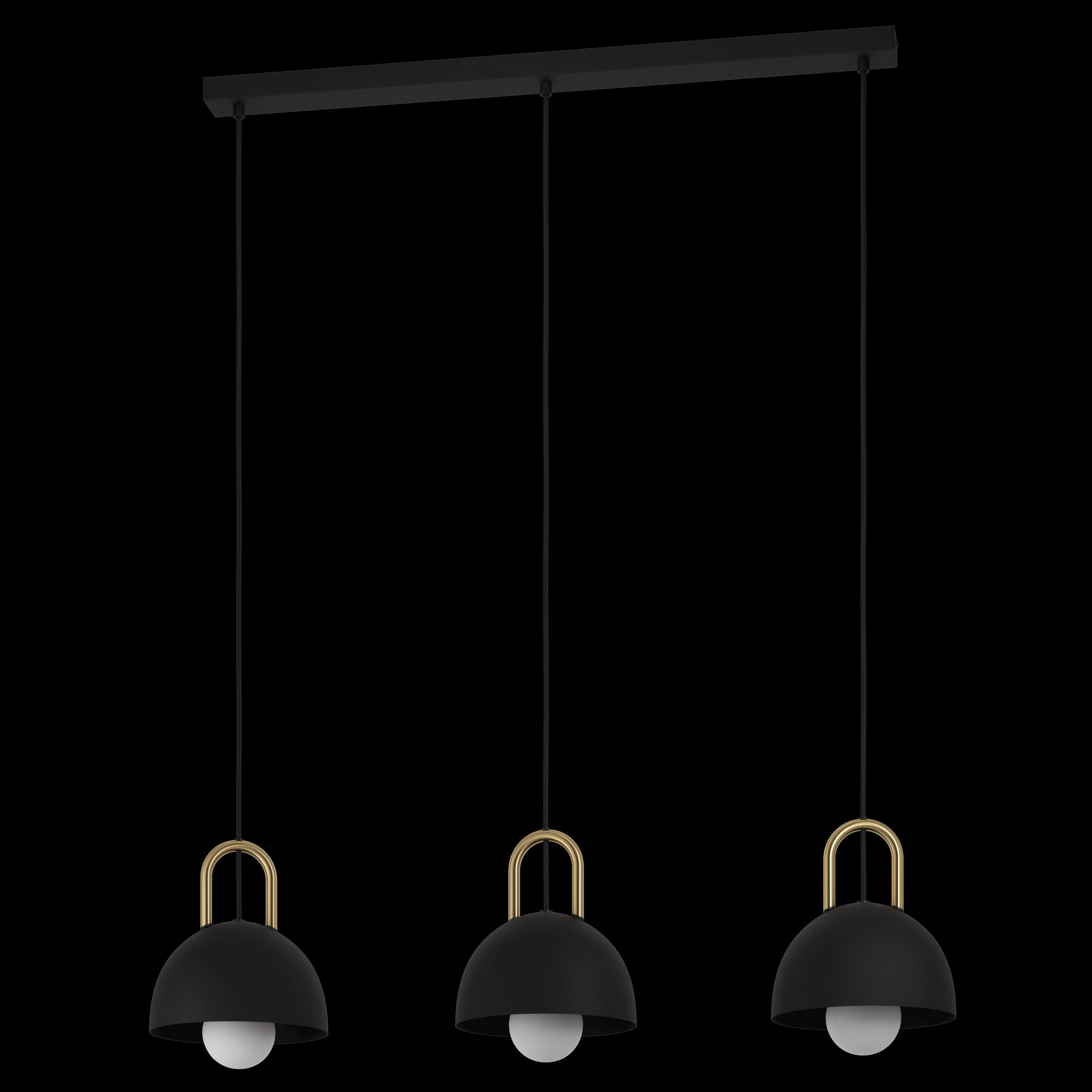 eglo calmanera 3 light black brass round pendant living room image