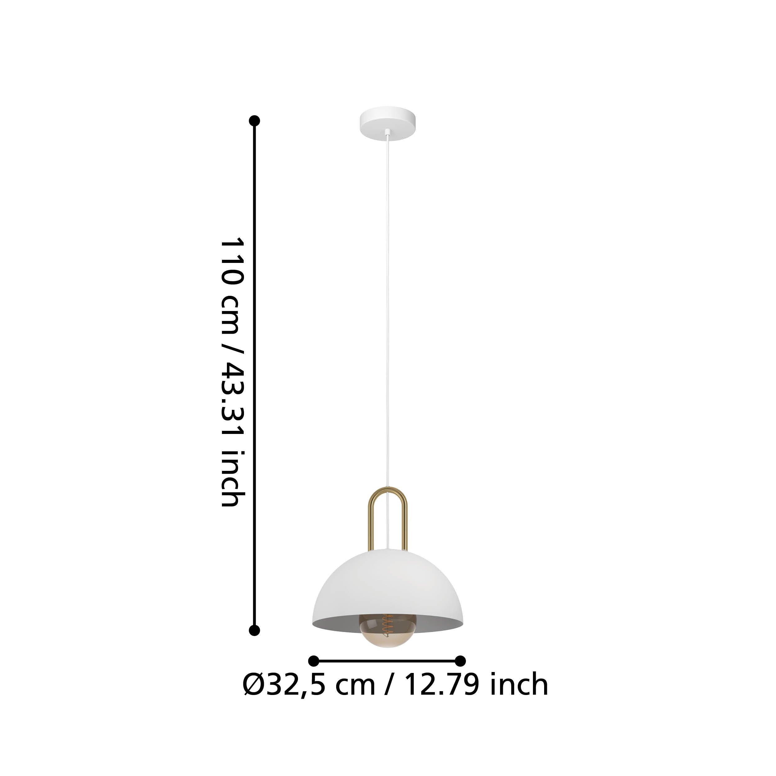 eglo calmanera white brass round ceiling pendant living room close up